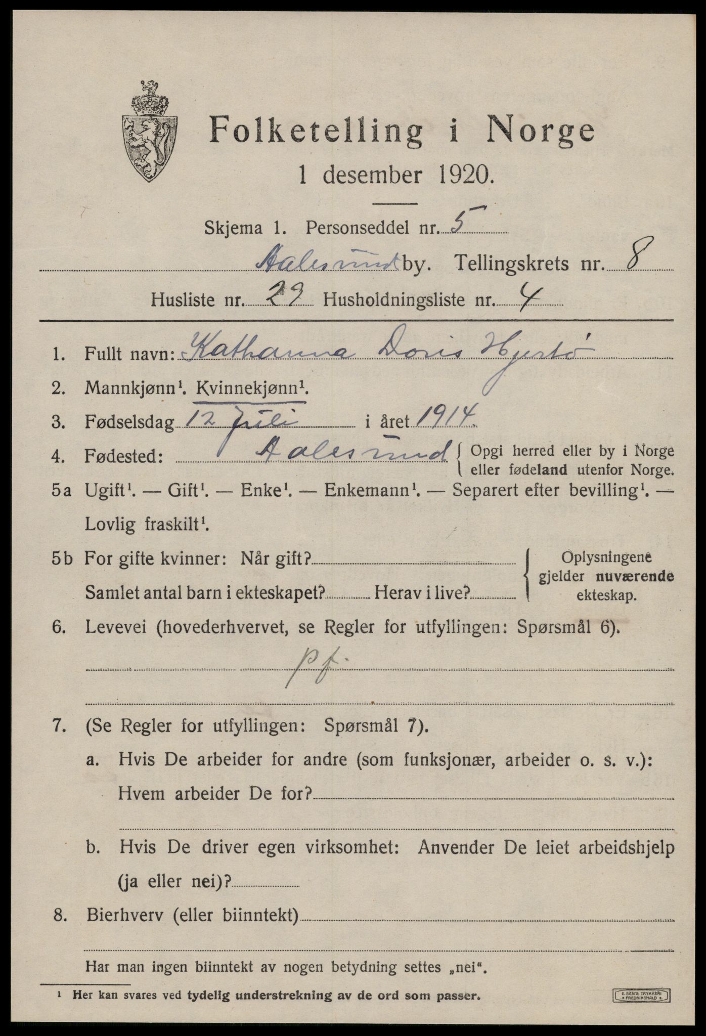 SAT, Folketelling 1920 for 1501 Ålesund kjøpstad, 1920, s. 22274