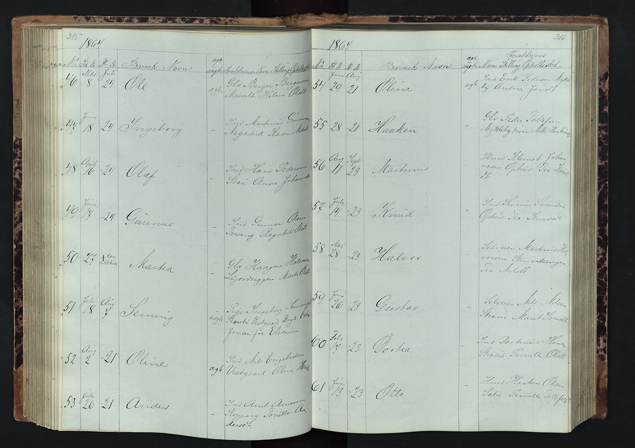 Stor-Elvdal prestekontor, AV/SAH-PREST-052/H/Ha/Hab/L0001: Klokkerbok nr. 1 /1, 1860-1894, s. 315-316