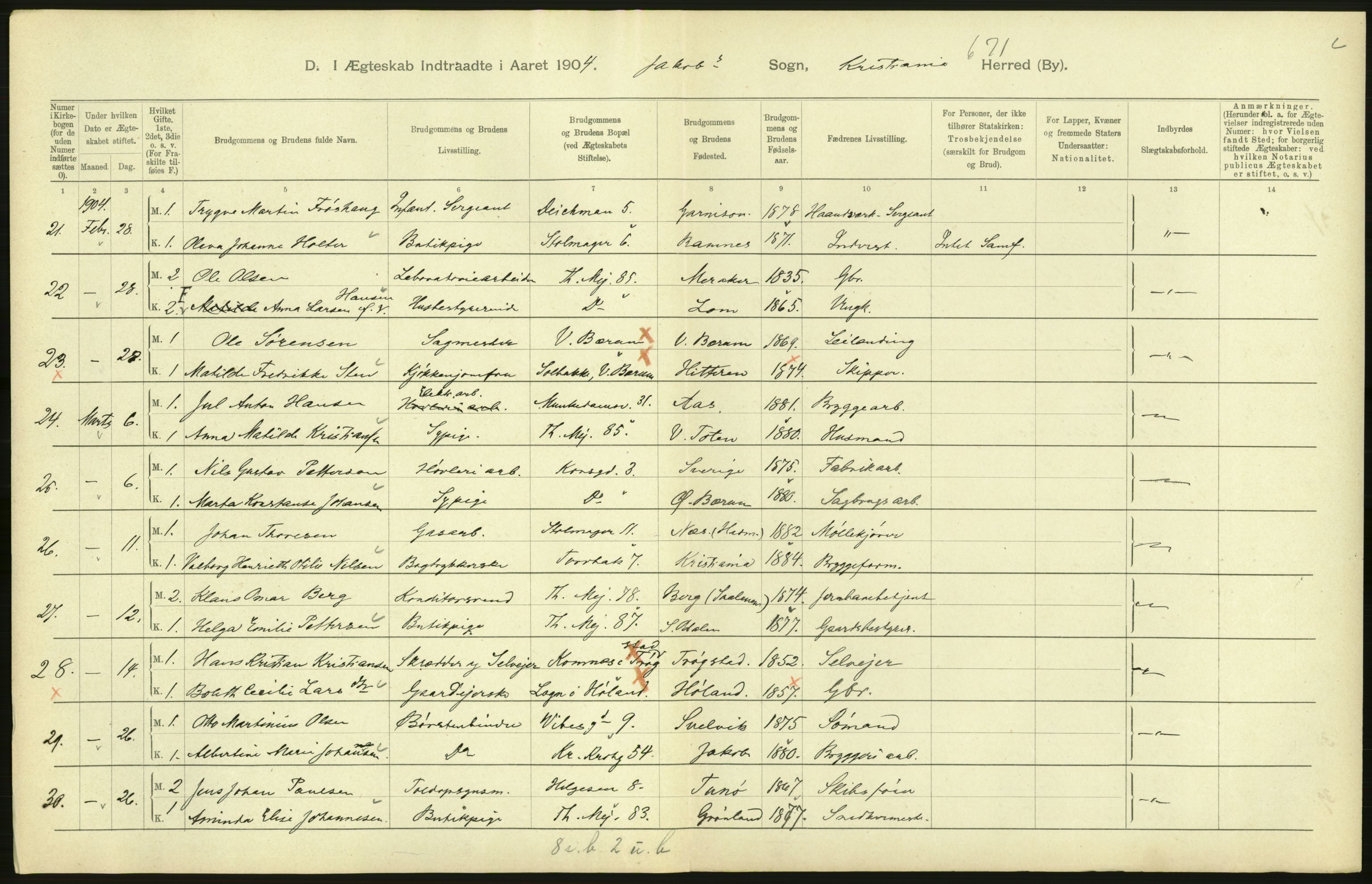 Statistisk sentralbyrå, Sosiodemografiske emner, Befolkning, AV/RA-S-2228/D/Df/Dfa/Dfab/L0004: Kristiania: Gifte, døde, 1904, s. 178