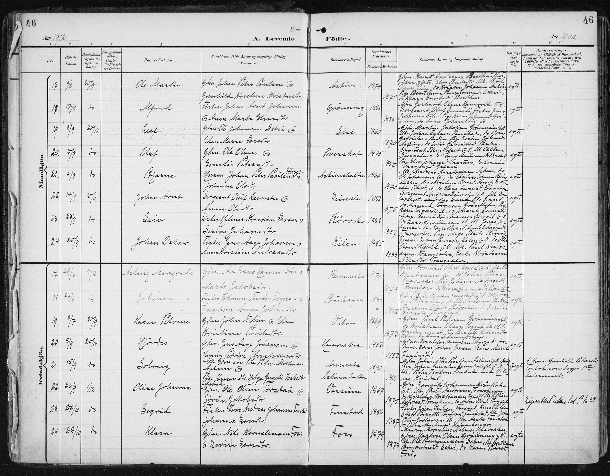 Ministerialprotokoller, klokkerbøker og fødselsregistre - Sør-Trøndelag, SAT/A-1456/646/L0616: Ministerialbok nr. 646A14, 1900-1918, s. 46