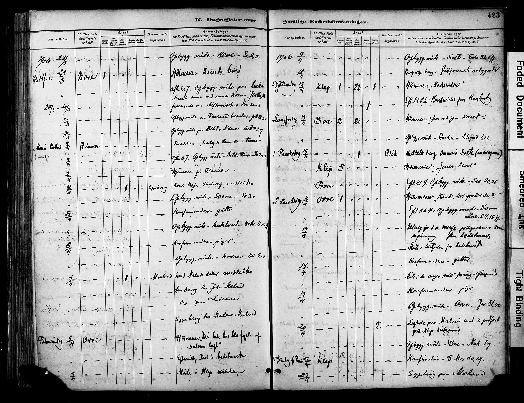 Klepp sokneprestkontor, AV/SAST-A-101803/001/3/30BA/L0009: Ministerialbok nr. A 7, 1886-1915, s. 423