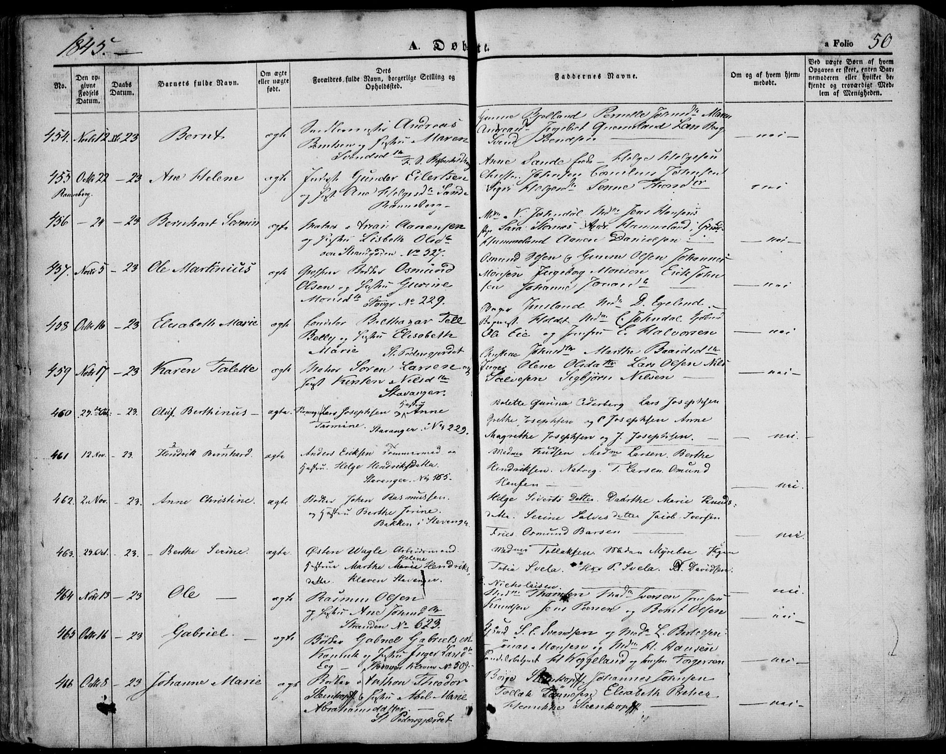 Domkirken sokneprestkontor, AV/SAST-A-101812/001/30/30BA/L0016: Ministerialbok nr. A 15, 1844-1854, s. 50