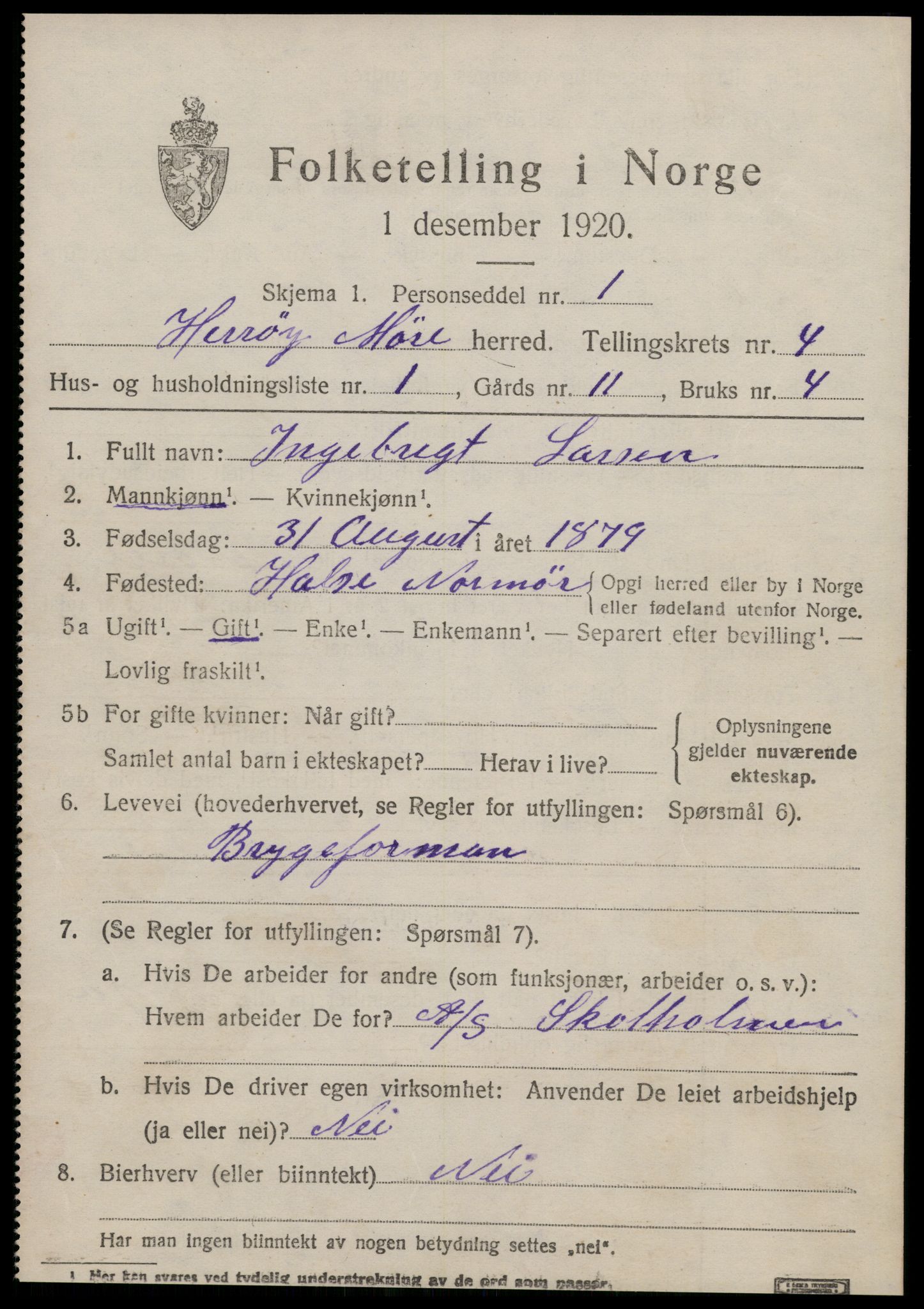 SAT, Folketelling 1920 for 1515 Herøy herred, 1920, s. 2841