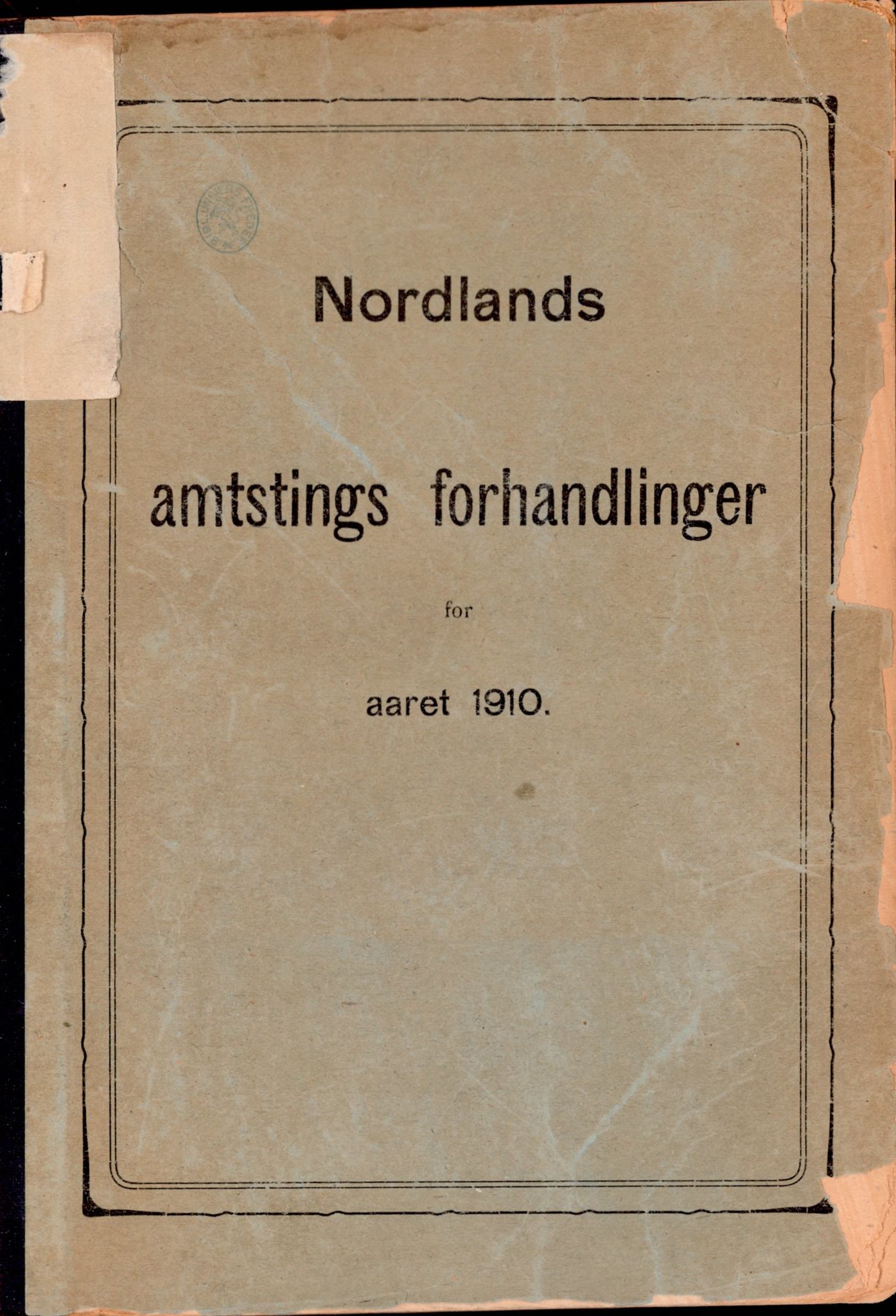 Nordland Fylkeskommune. Fylkestinget, AIN/NFK-17/176/A/Ac/L0033: Fylkestingsforhandlinger 1910, 1910