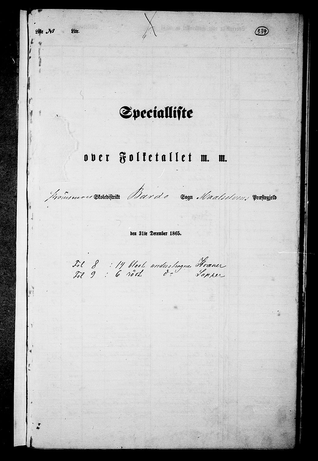 RA, Folketelling 1865 for 1924P Målselv prestegjeld, 1865, s. 151