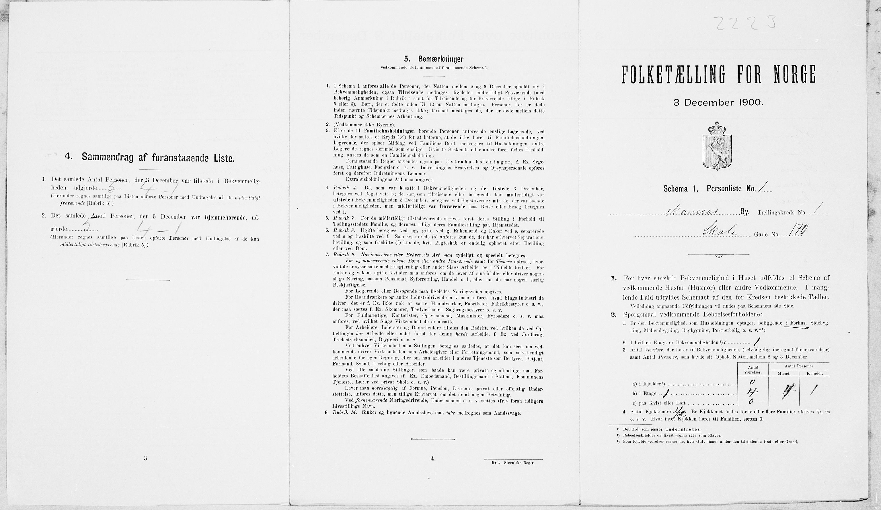 SAT, Folketelling 1900 for 1703 Namsos ladested, 1900, s. 155