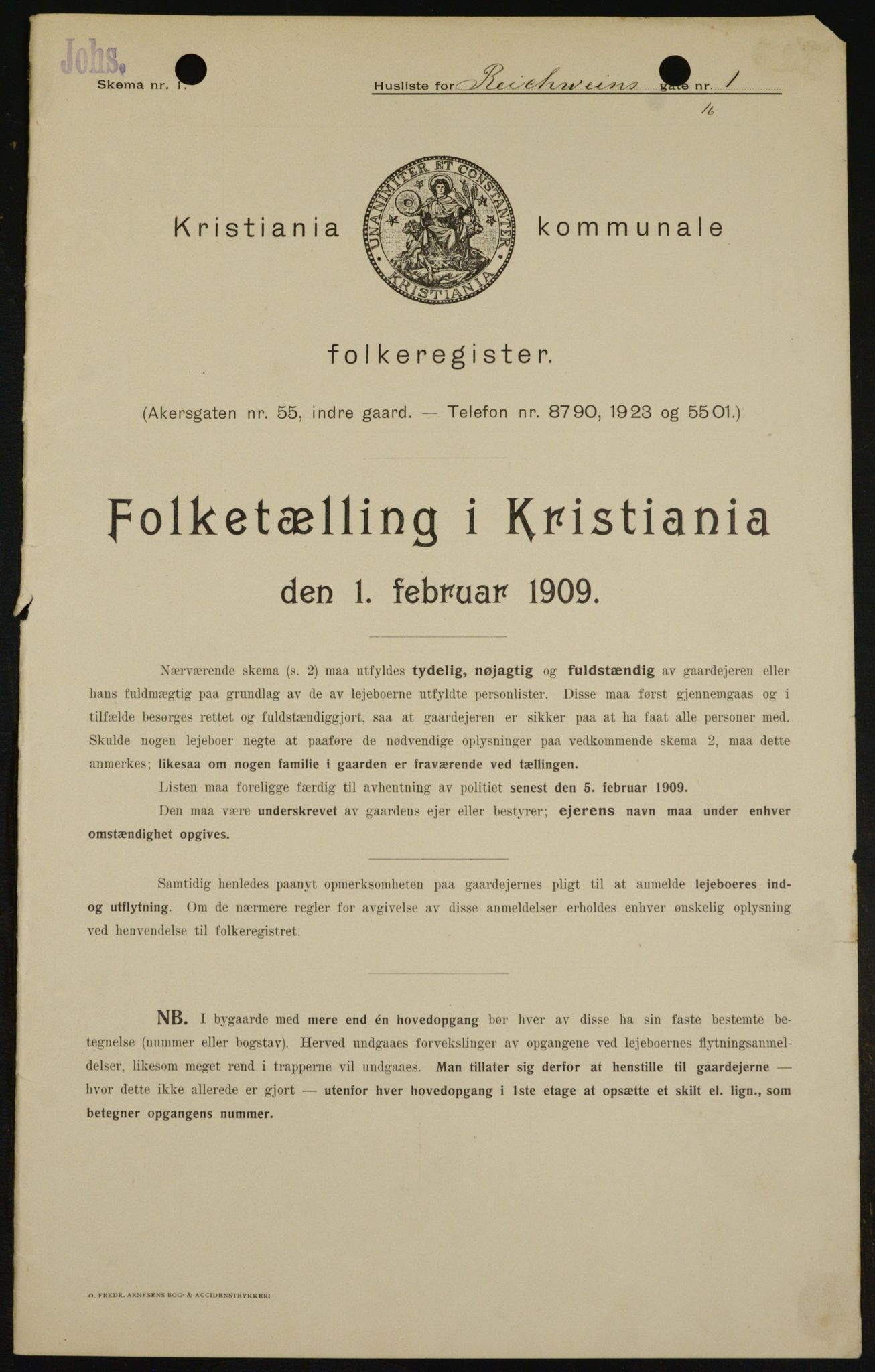 OBA, Kommunal folketelling 1.2.1909 for Kristiania kjøpstad, 1909, s. 74933