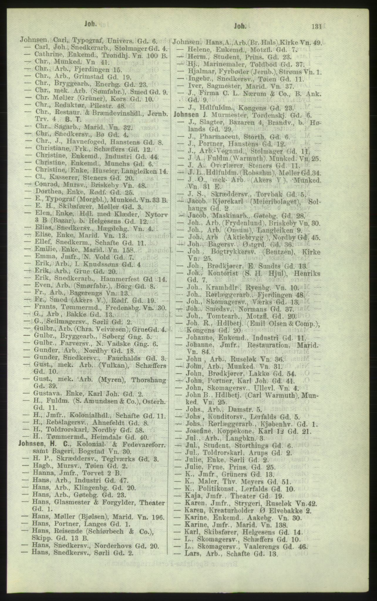 Kristiania/Oslo adressebok, PUBL/-, 1884, s. 131