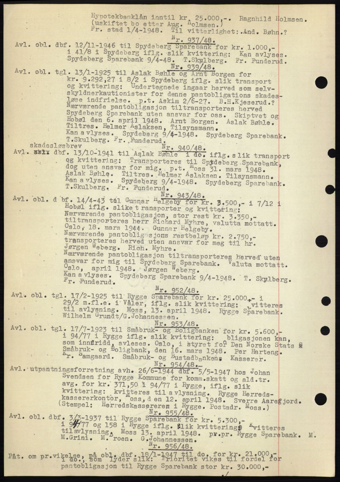 Moss sorenskriveri, SAO/A-10168: Pantebok nr. C10, 1938-1950, Dagboknr: 937/1948