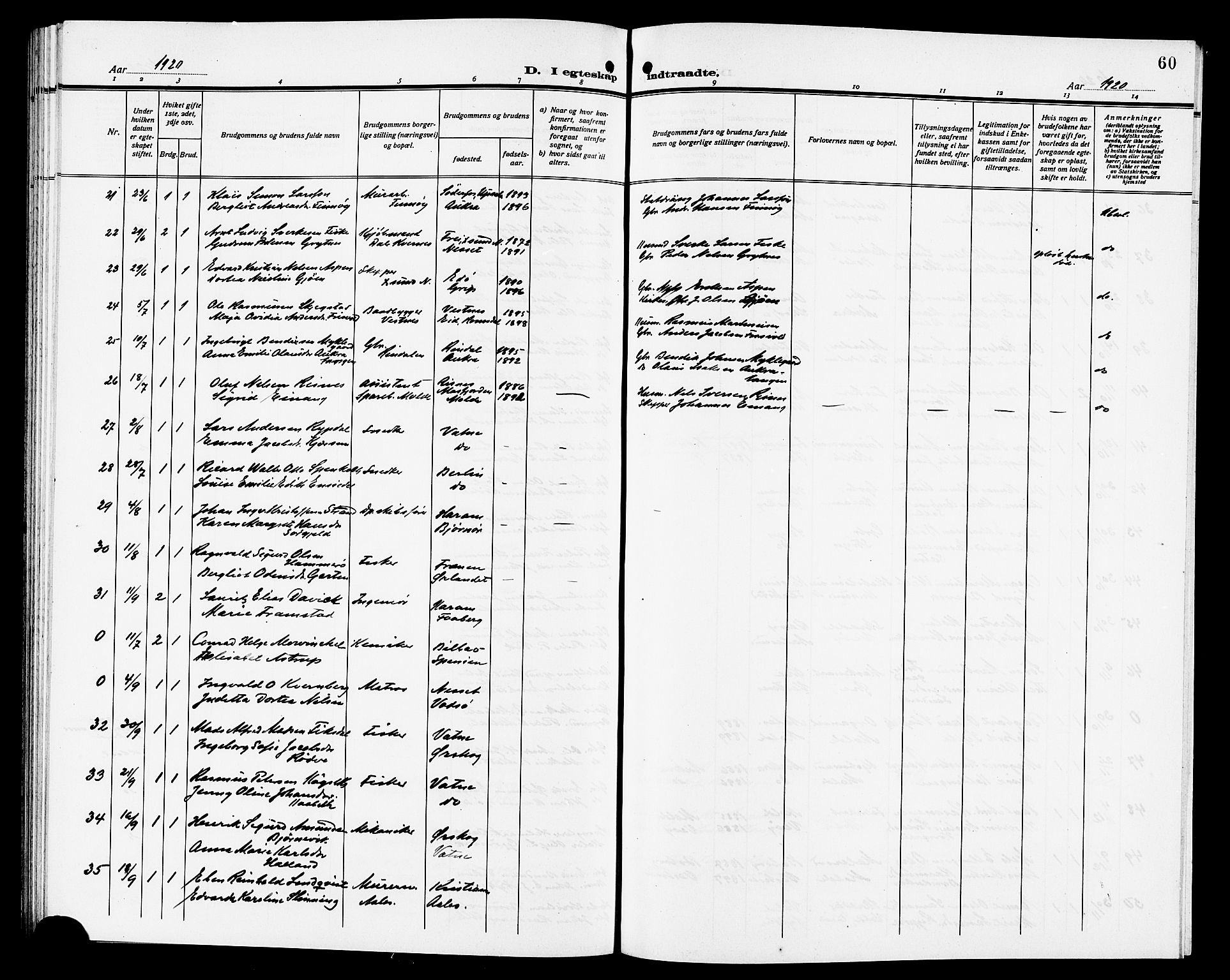 Ministerialprotokoller, klokkerbøker og fødselsregistre - Møre og Romsdal, SAT/A-1454/558/L0703: Klokkerbok nr. 558C04, 1906-1921, s. 60