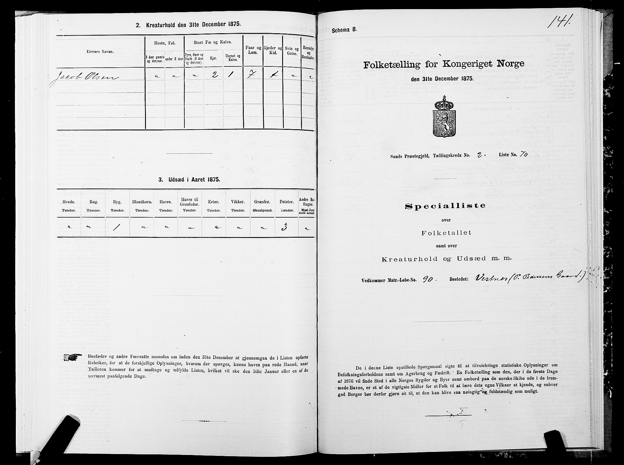 SATØ, Folketelling 1875 for 1915P Sand prestegjeld, 1875, s. 2141