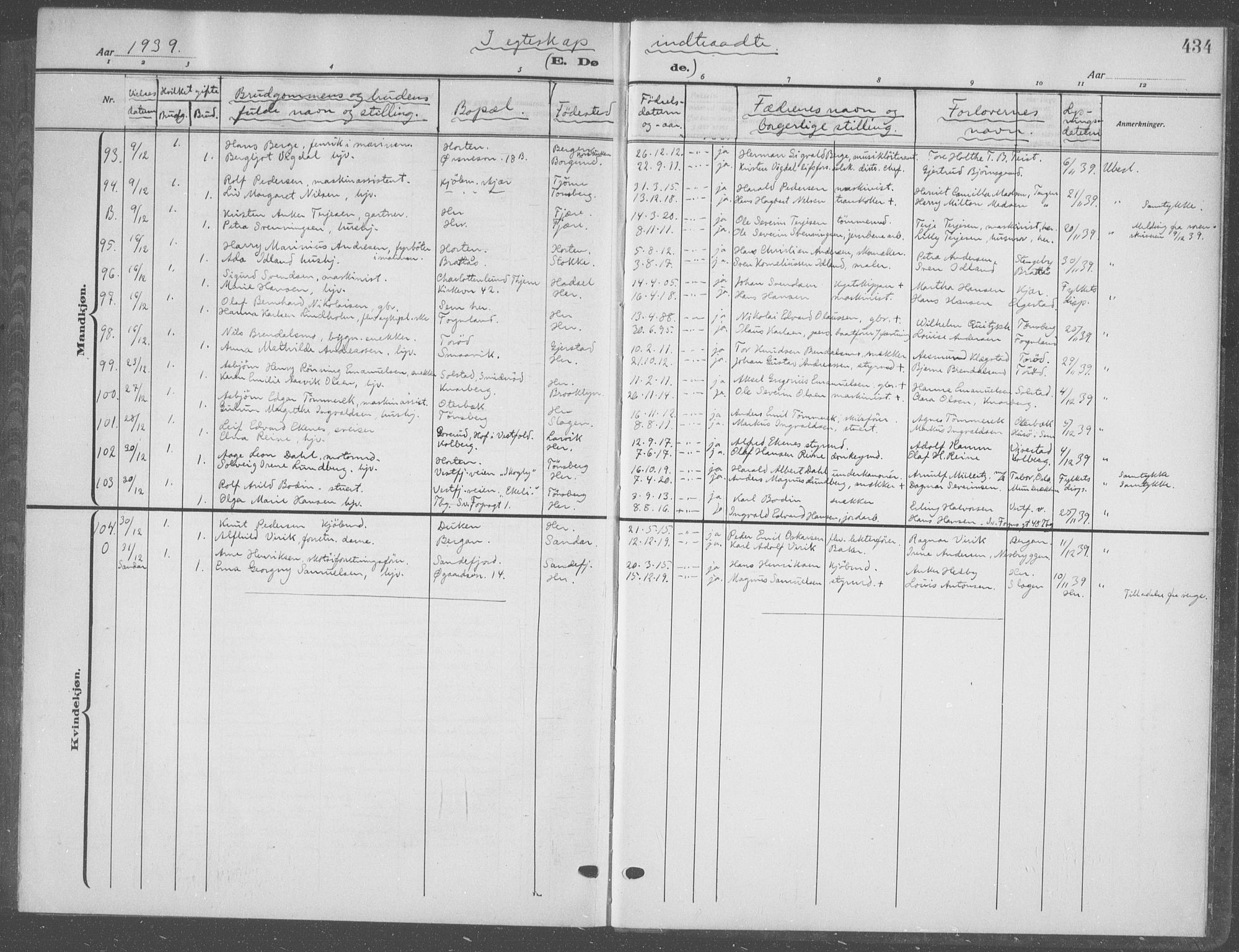 Nøtterøy kirkebøker, AV/SAKO-A-354/G/Ga/L0006: Klokkerbok nr. I 6, 1925-1939, s. 434