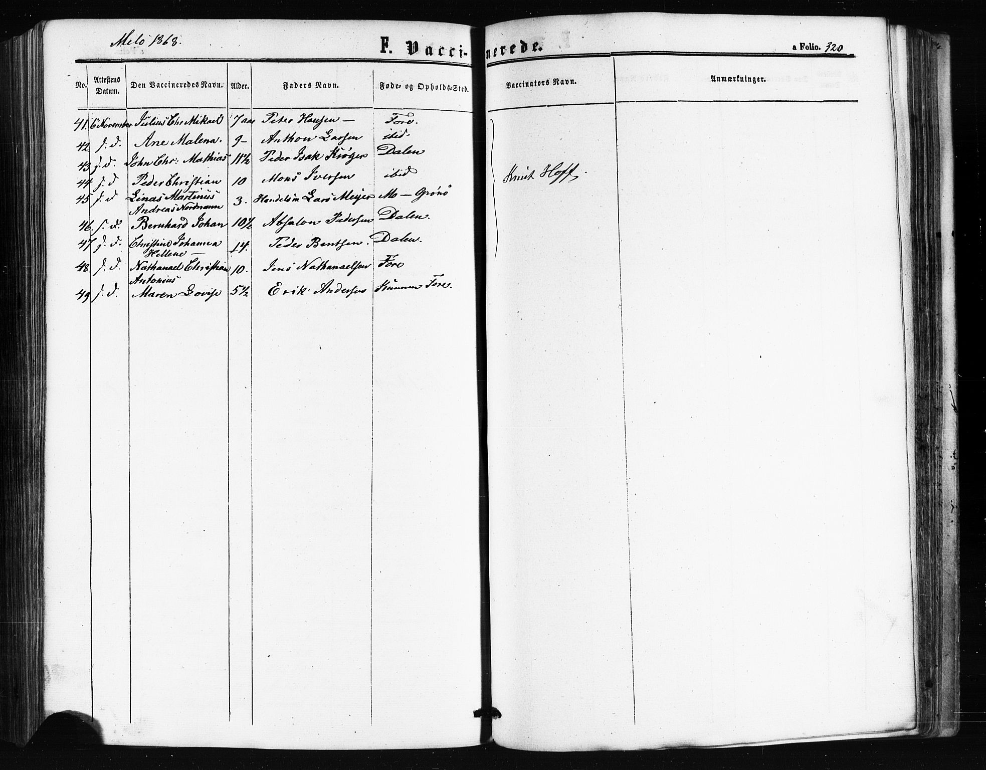 Ministerialprotokoller, klokkerbøker og fødselsregistre - Nordland, AV/SAT-A-1459/841/L0607: Ministerialbok nr. 841A11 /2, 1863-1877, s. 320