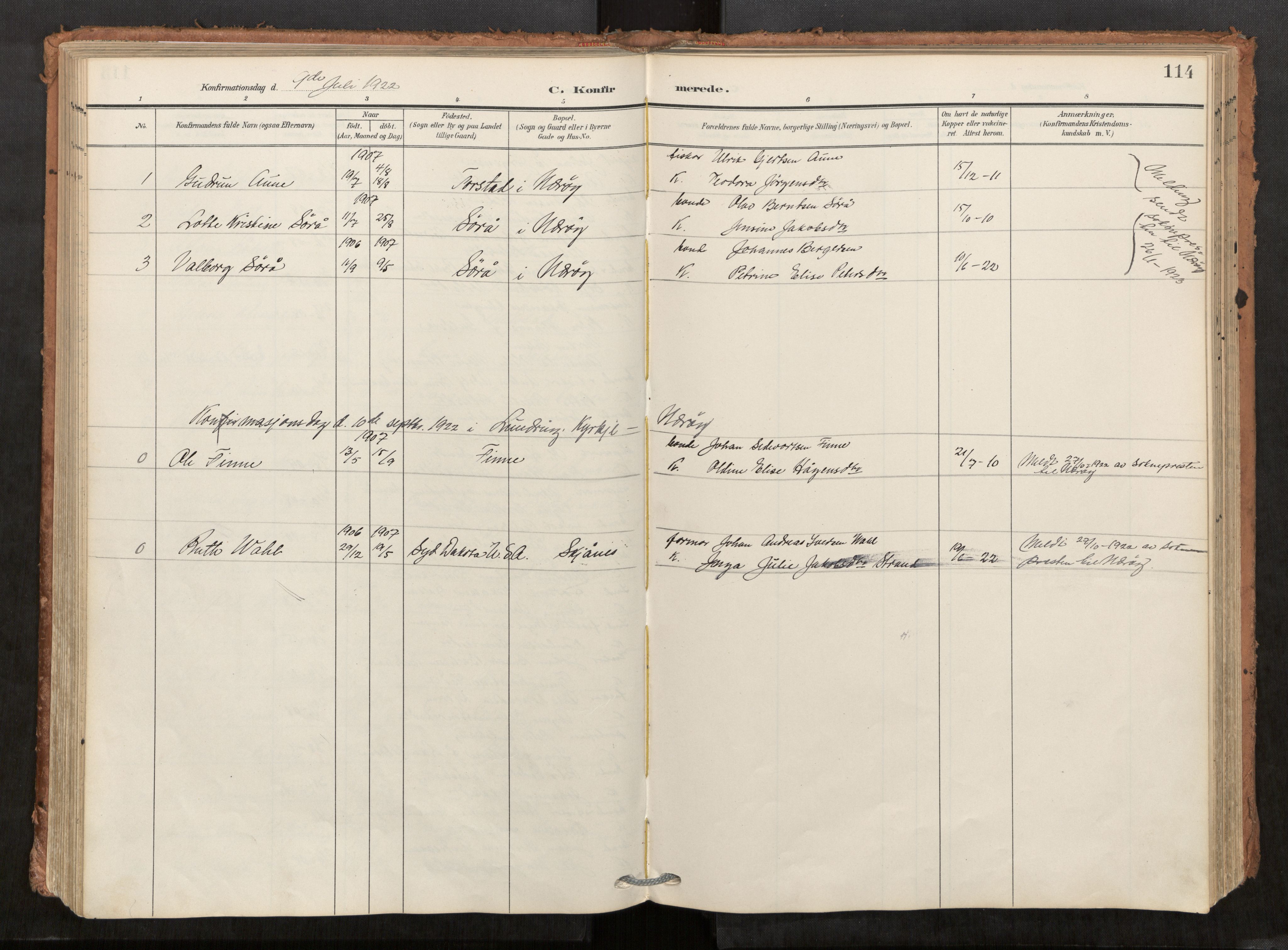 Kolvereid sokneprestkontor, SAT/A-1171/H/Ha/Haa/L0001: Ministerialbok nr. 1, 1903-1922, s. 114