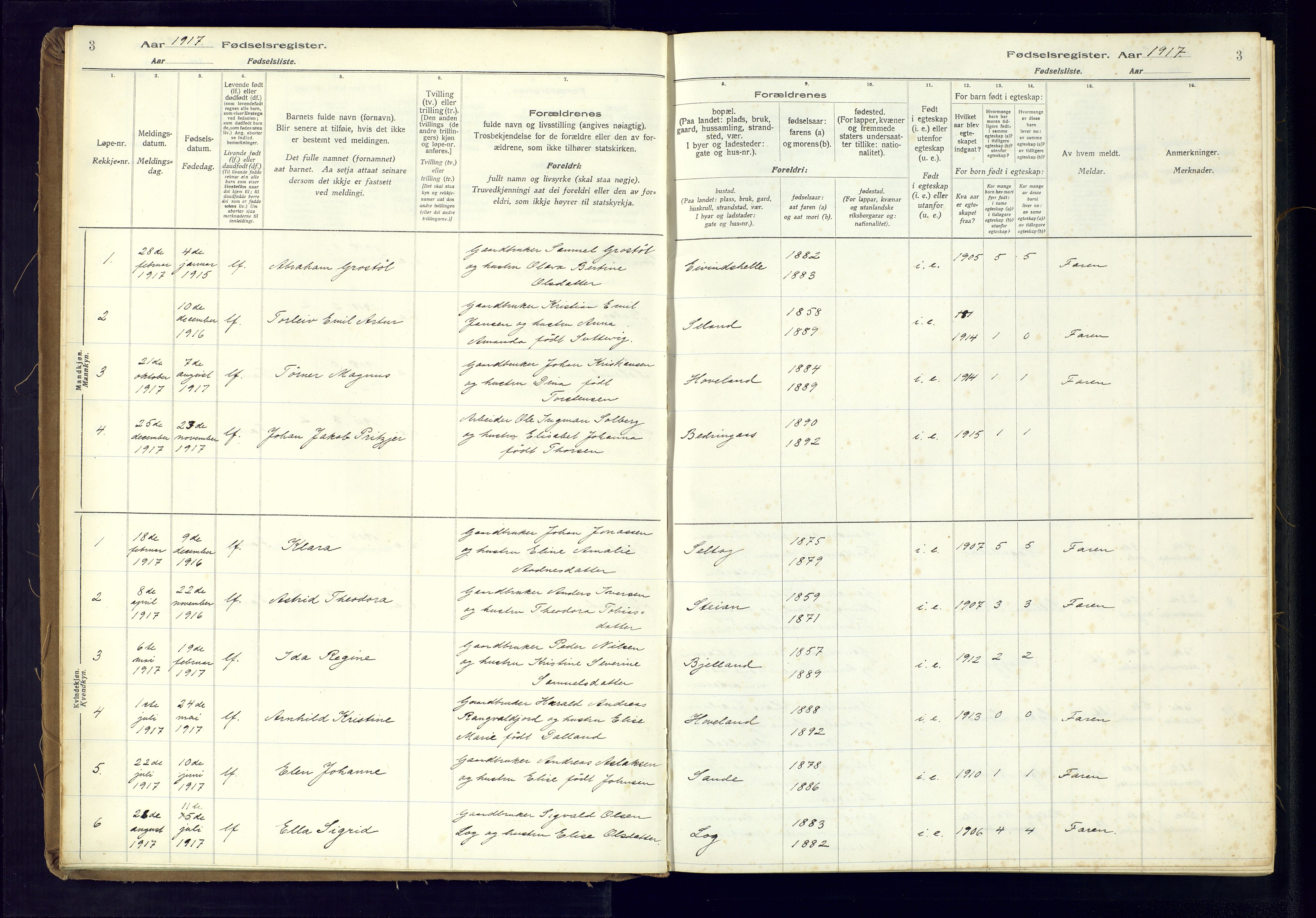 Herad sokneprestkontor, SAK/1111-0018/J/Ja/L0001: Fødselsregister nr. A-VI-12, 1916-1981, s. 3