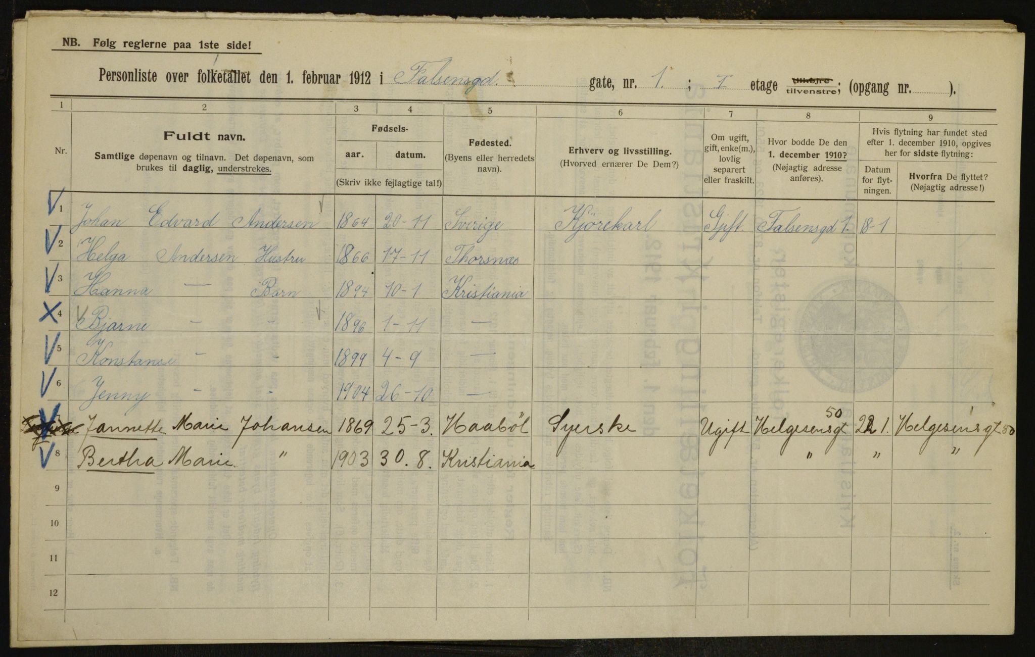 OBA, Kommunal folketelling 1.2.1912 for Kristiania, 1912, s. 23222