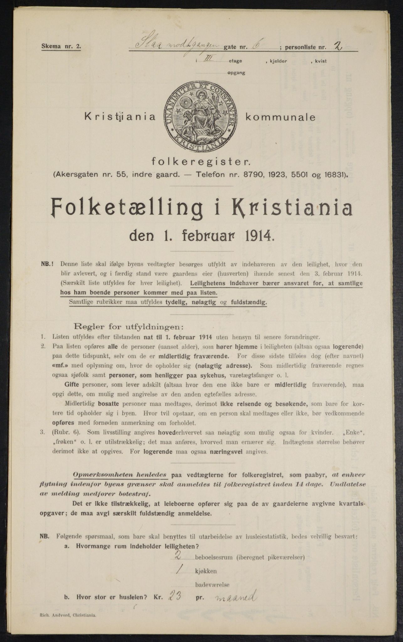 OBA, Kommunal folketelling 1.2.1914 for Kristiania, 1914, s. 96801