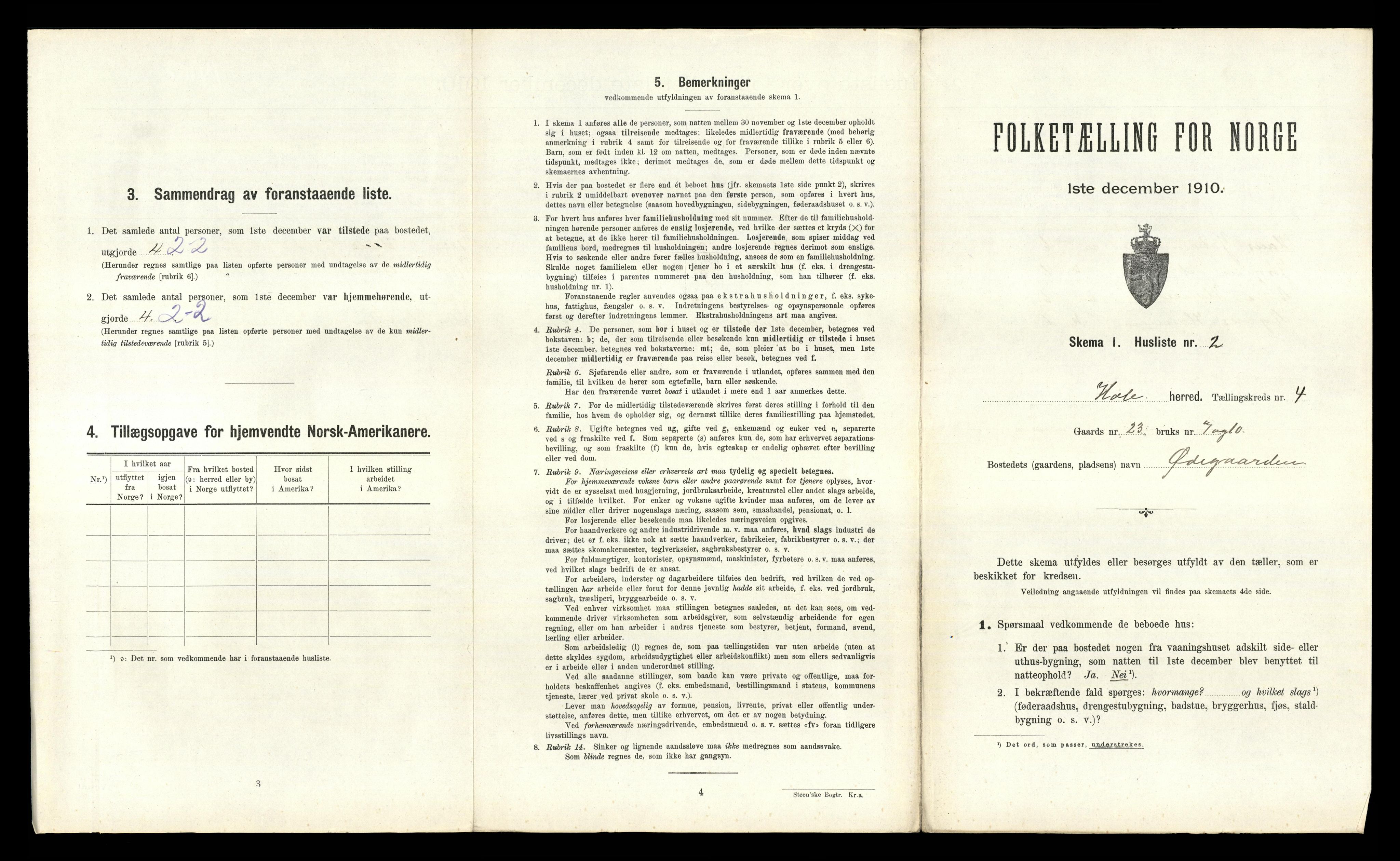 RA, Folketelling 1910 for 0612 Hole herred, 1910, s. 532