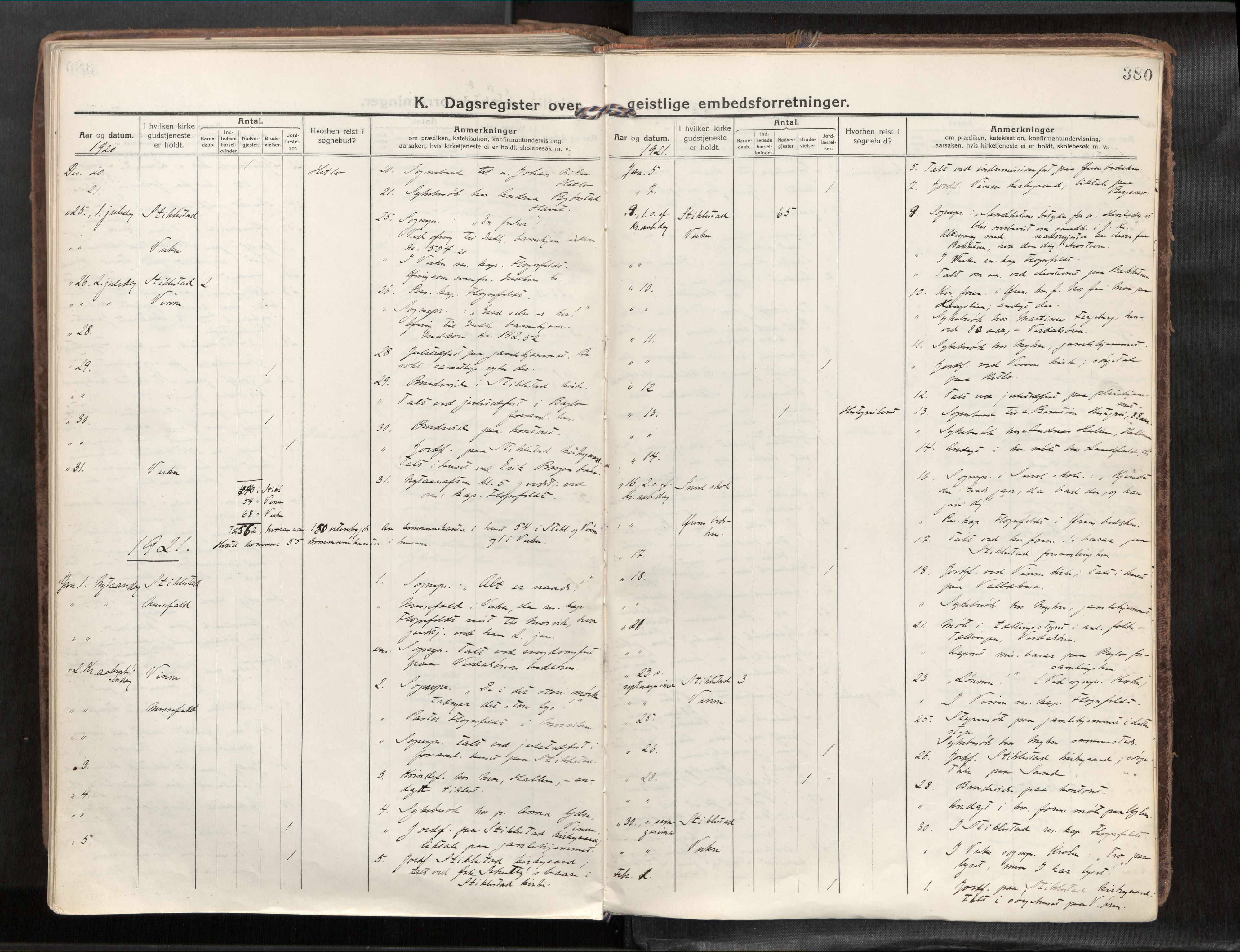 Verdal sokneprestkontor, AV/SAT-A-1156/2/H/Haa/L0001: Ministerialbok nr. 1, 1917-1932, s. 380