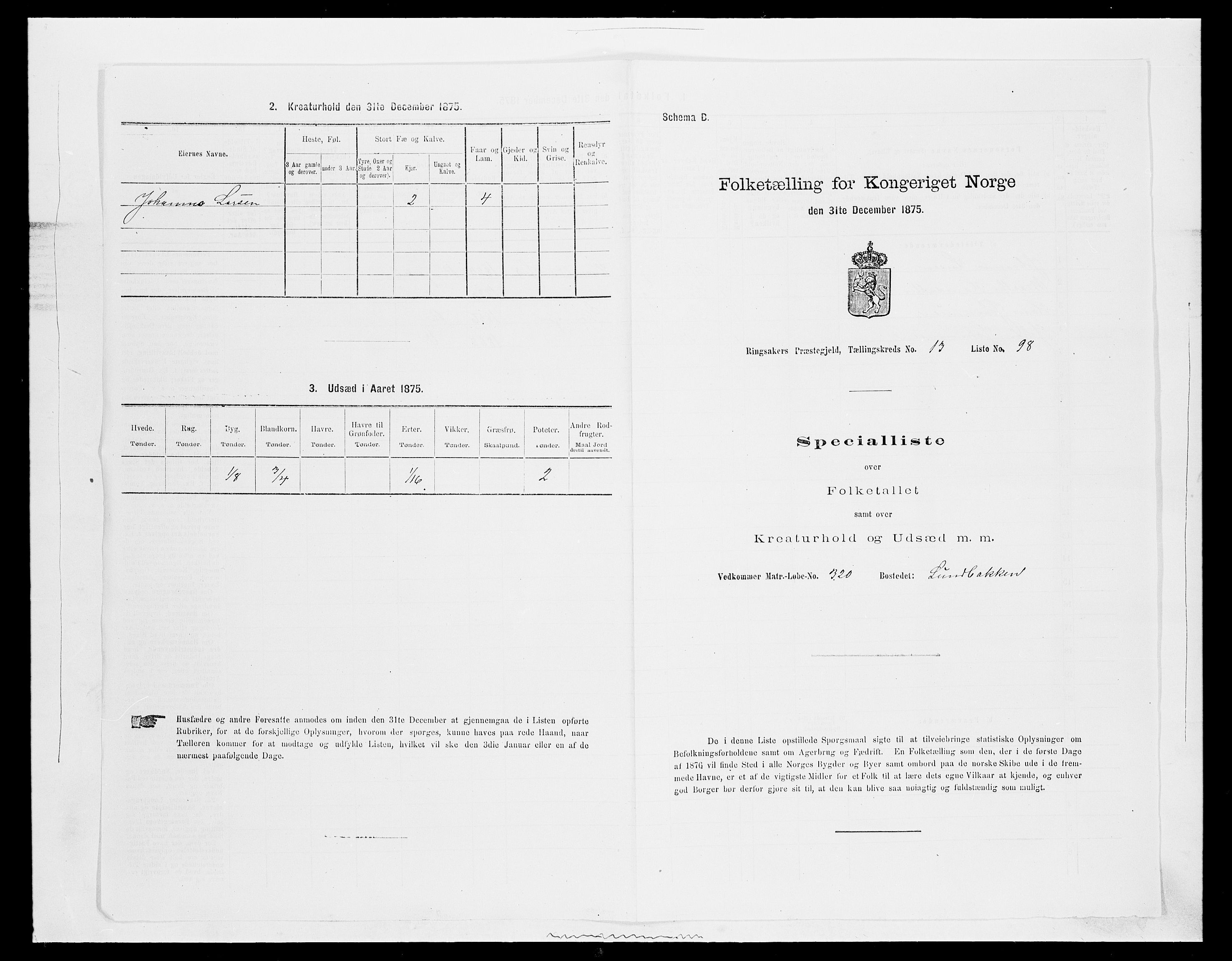 SAH, Folketelling 1875 for 0412P Ringsaker prestegjeld, 1875, s. 2805