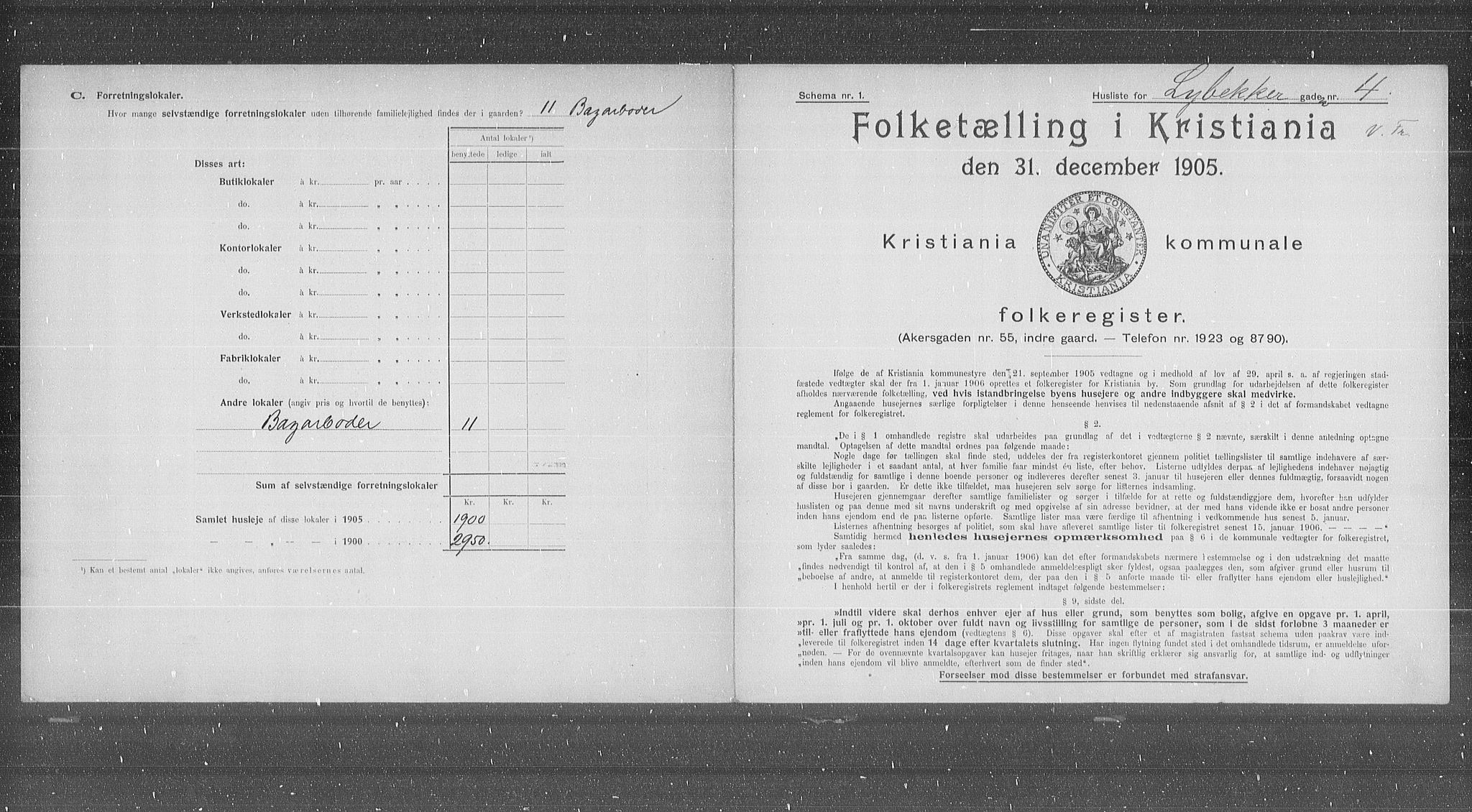 OBA, Kommunal folketelling 31.12.1905 for Kristiania kjøpstad, 1905, s. 30723