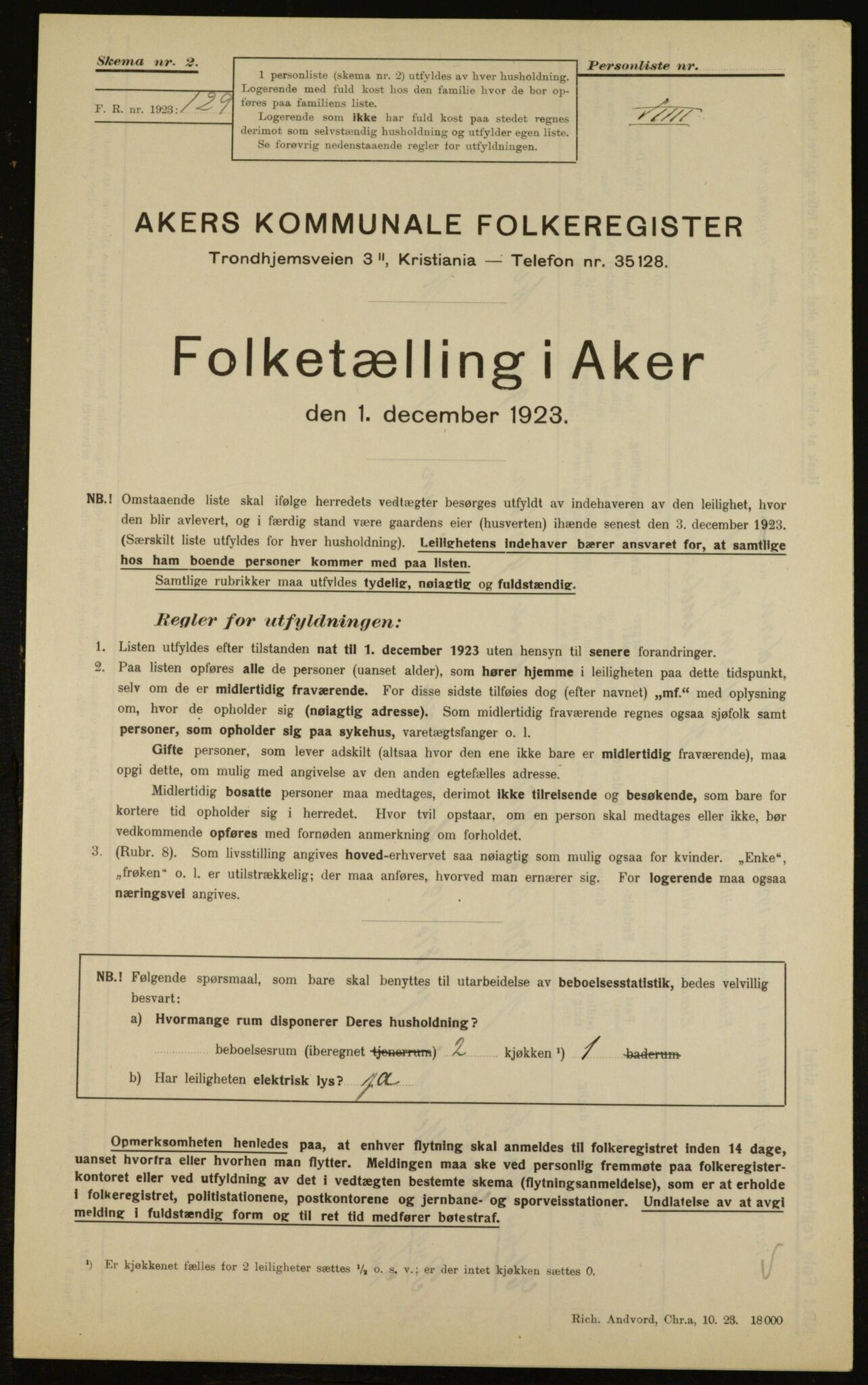 , Kommunal folketelling 1.12.1923 for Aker, 1923, s. 8272