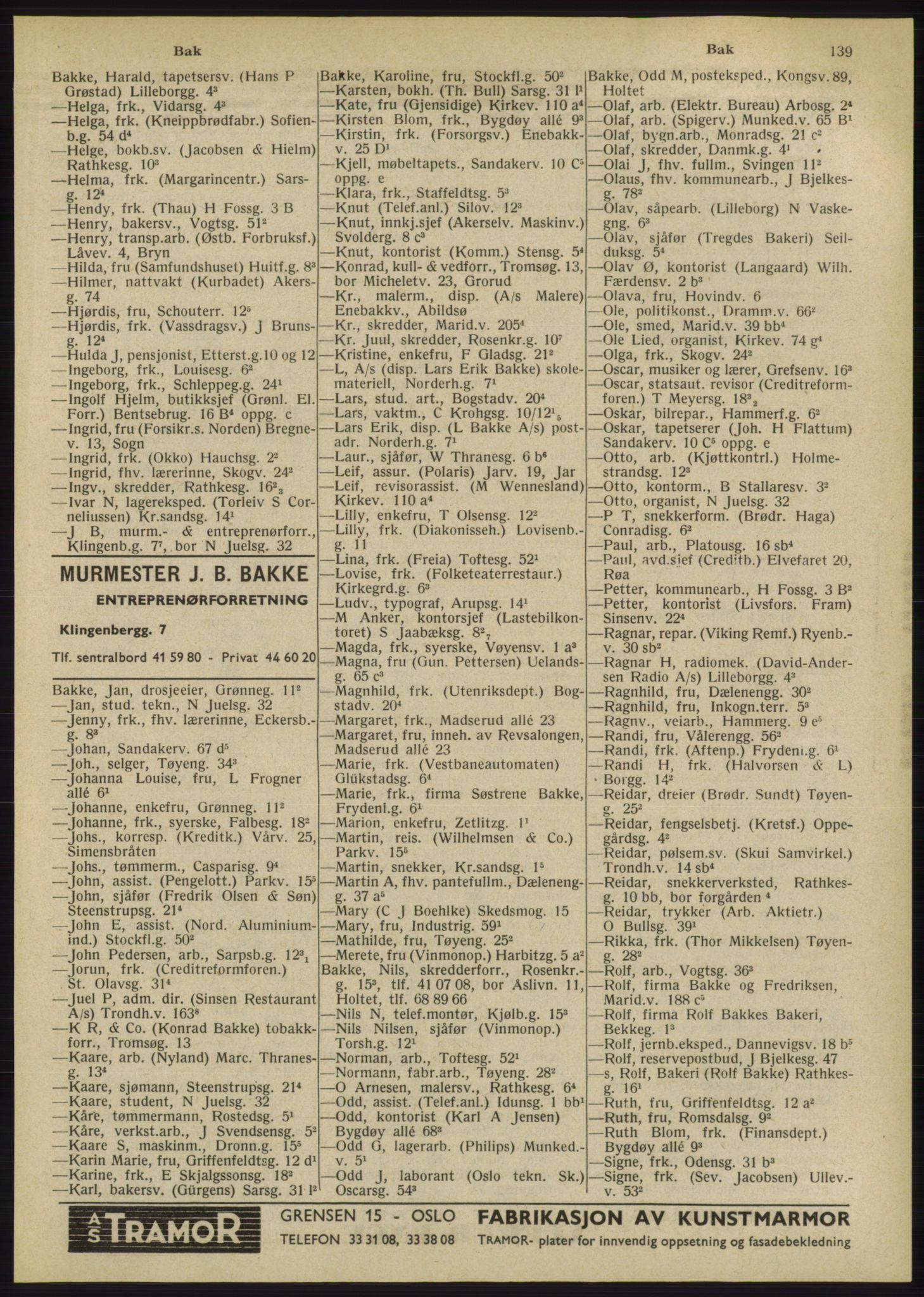 Kristiania/Oslo adressebok, PUBL/-, 1947, s. 139