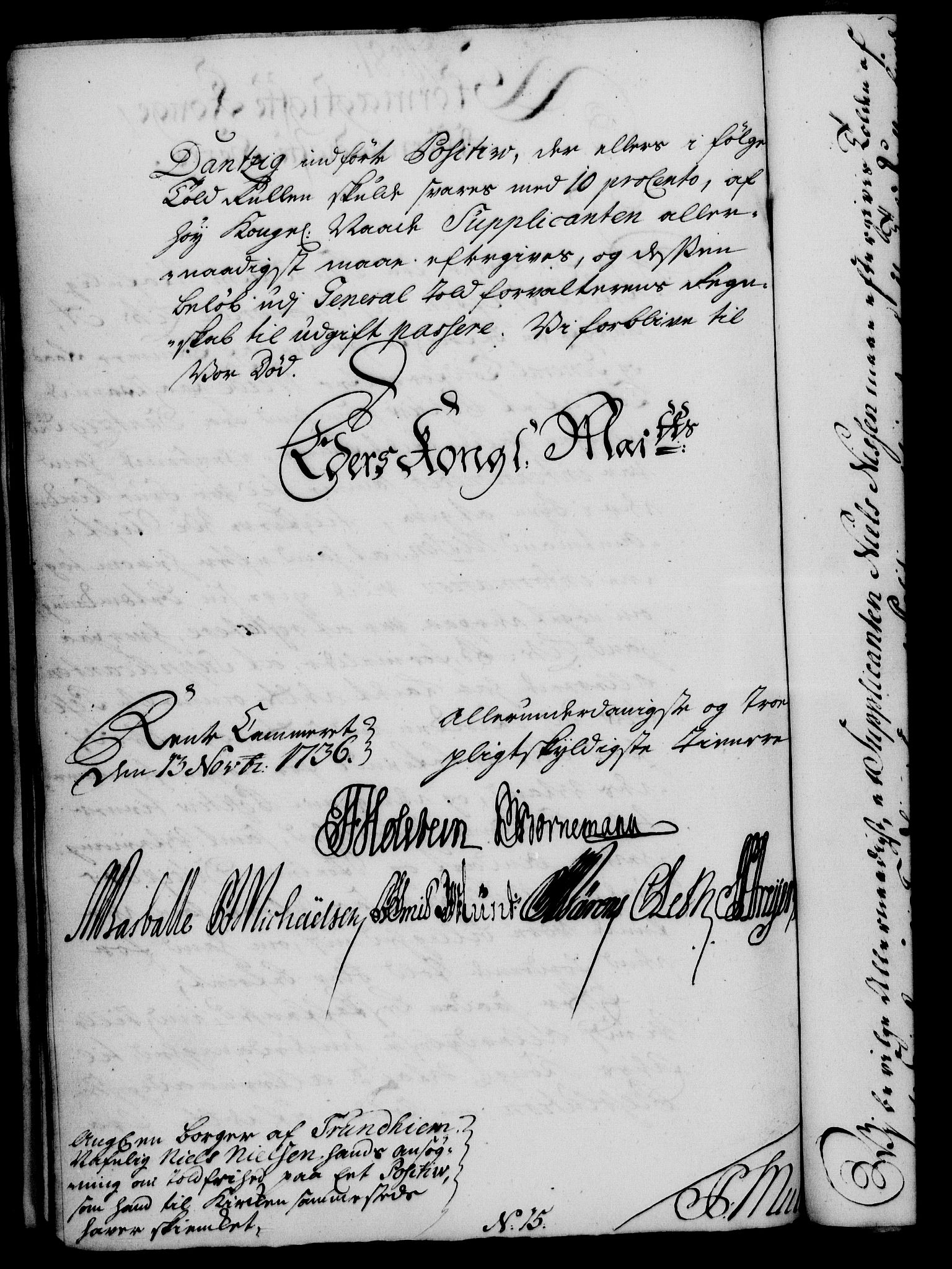 Rentekammeret, Kammerkanselliet, RA/EA-3111/G/Gf/Gfa/L0019: Norsk relasjons- og resolusjonsprotokoll (merket RK 52.19), 1736, s. 536