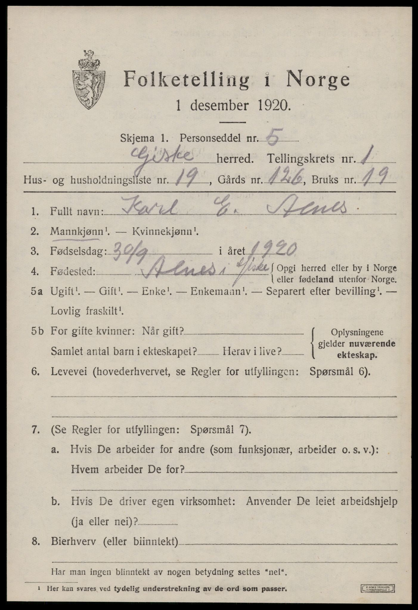SAT, Folketelling 1920 for 1532 Giske herred, 1920, s. 842