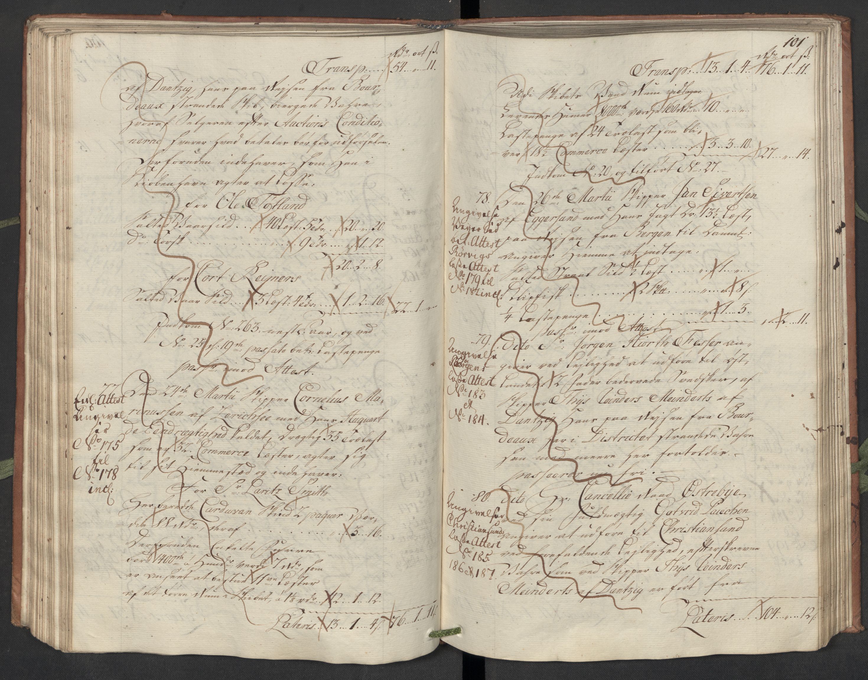 Generaltollkammeret, tollregnskaper, AV/RA-EA-5490/R22/L0018/0001: Tollregnskaper Stavanger / Hovedtollbok, 1756, s. 100b-101a
