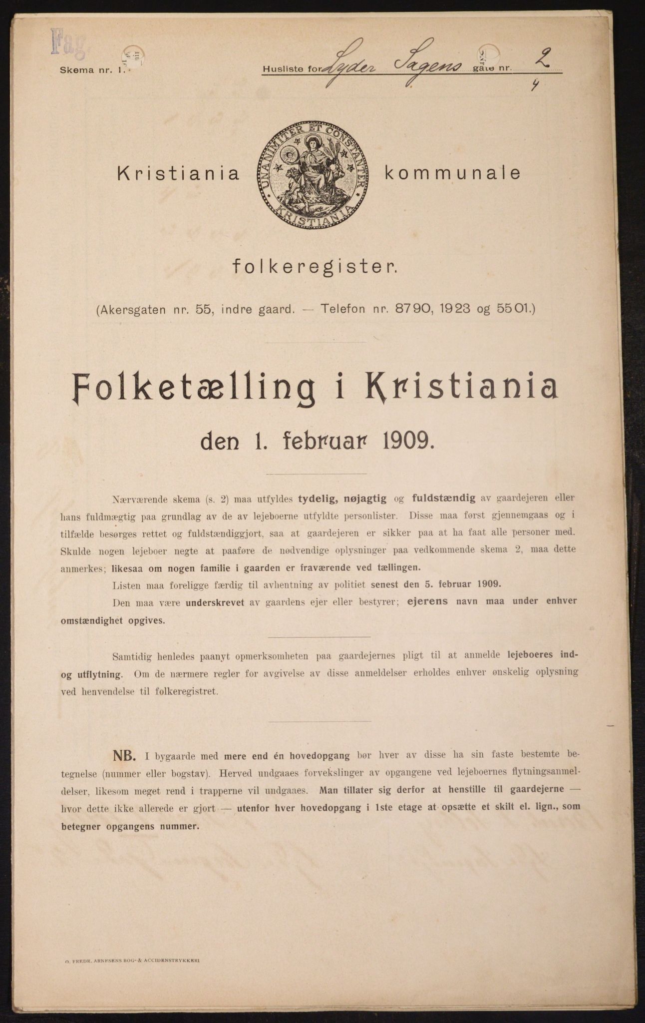 OBA, Kommunal folketelling 1.2.1909 for Kristiania kjøpstad, 1909, s. 53128