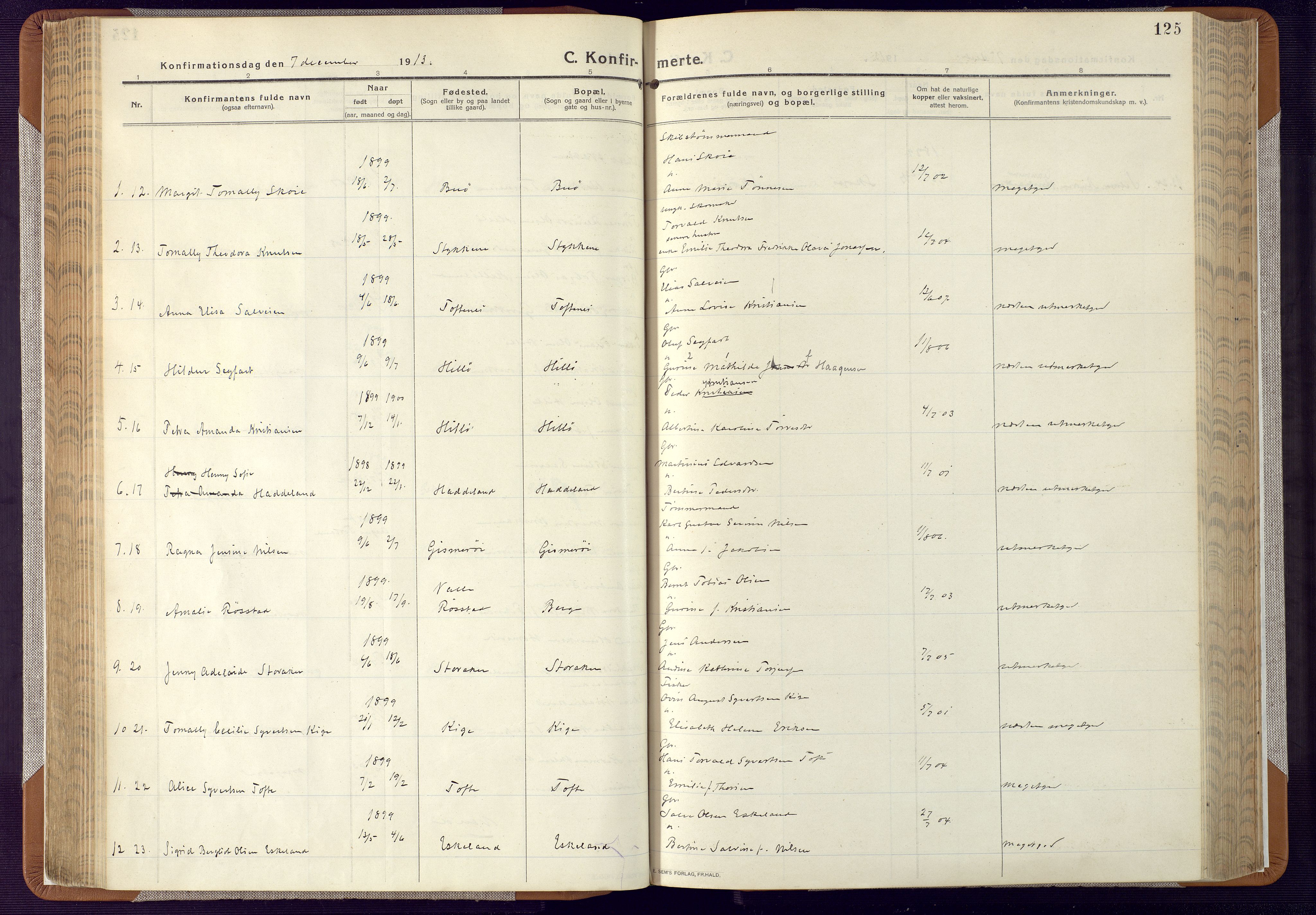 Mandal sokneprestkontor, AV/SAK-1111-0030/F/Fa/Faa/L0022: Ministerialbok nr. A 22, 1913-1925, s. 125