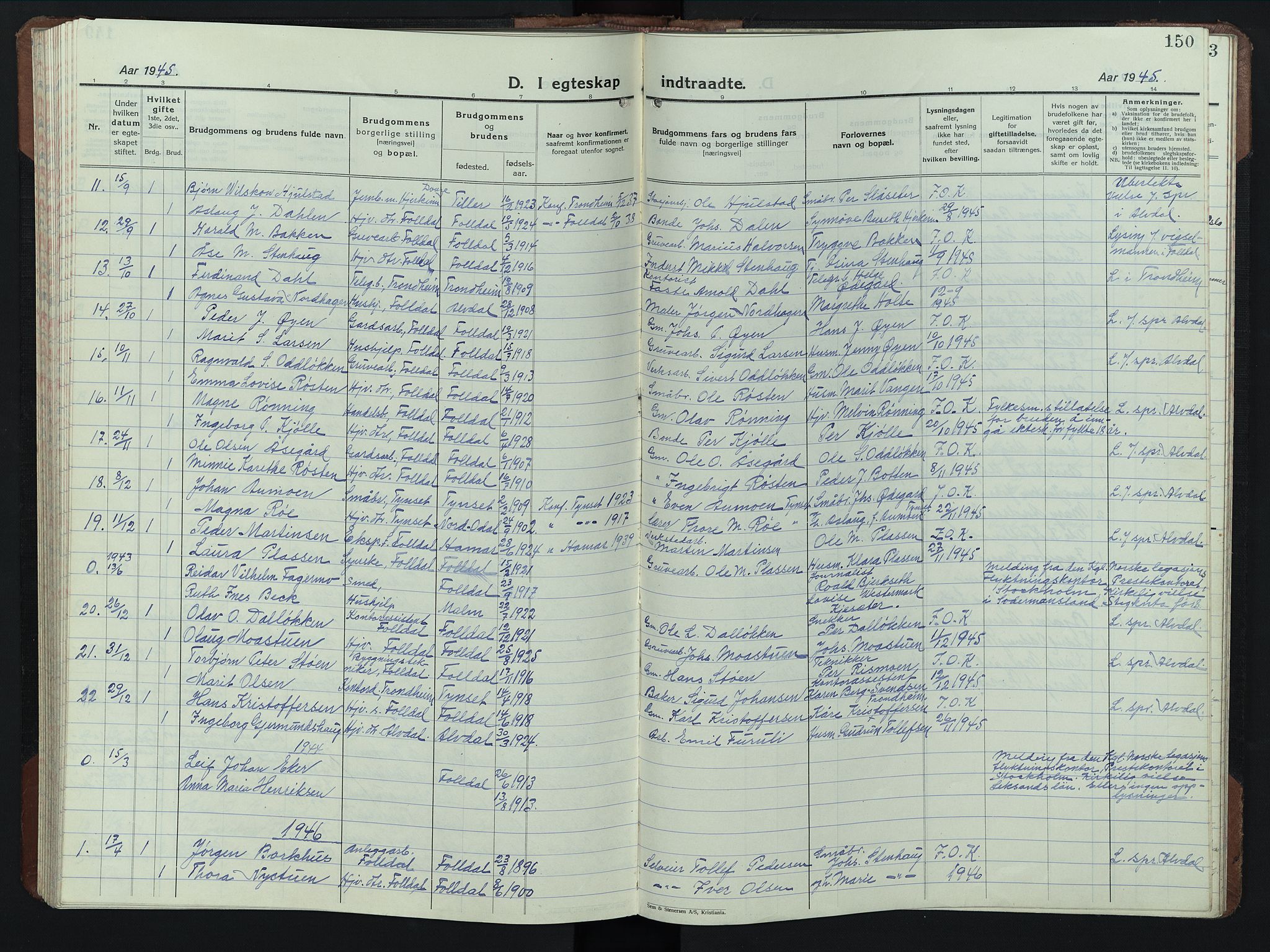 Alvdal prestekontor, AV/SAH-PREST-060/H/Ha/Hab/L0008: Klokkerbok nr. 8, 1925-1953, s. 150