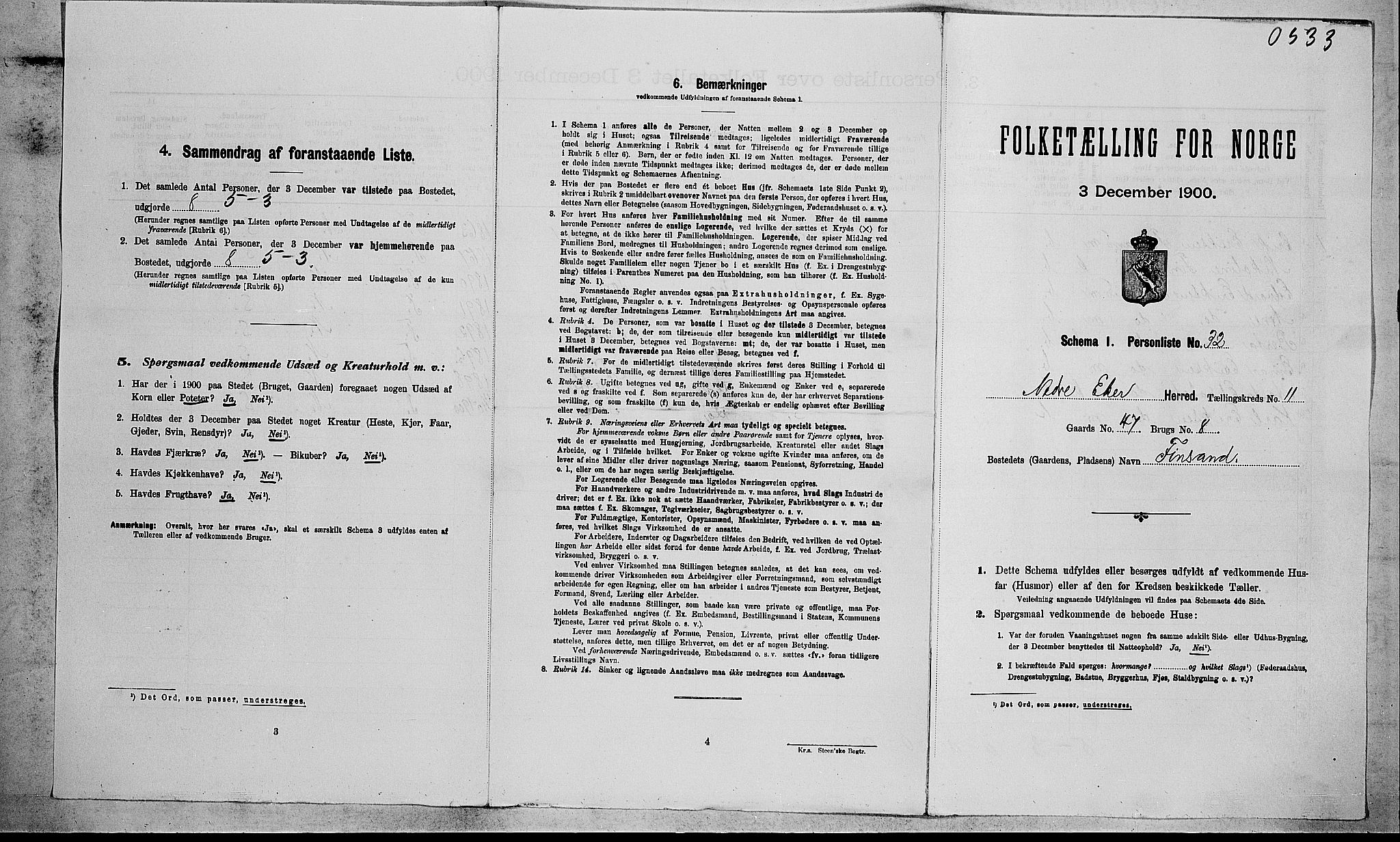 RA, Folketelling 1900 for 0625 Nedre Eiker herred, 1900, s. 1452