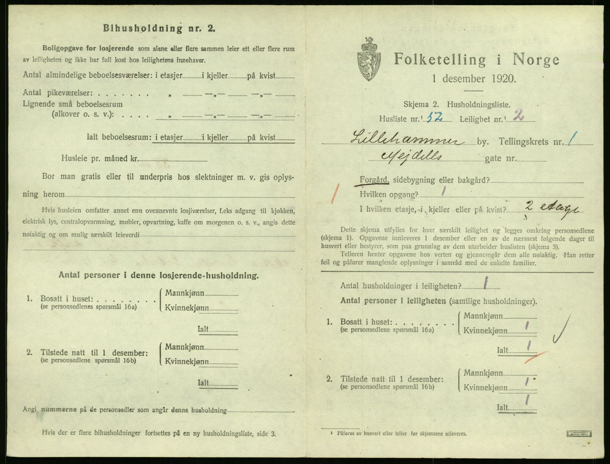 SAH, Folketelling 1920 for 0501 Lillehammer kjøpstad, 1920, s. 1496