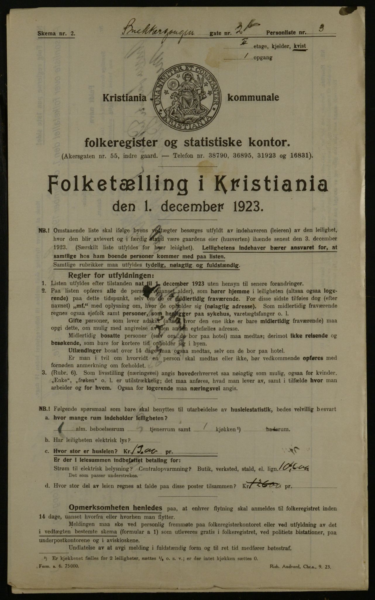 OBA, Kommunal folketelling 1.12.1923 for Kristiania, 1923, s. 108056