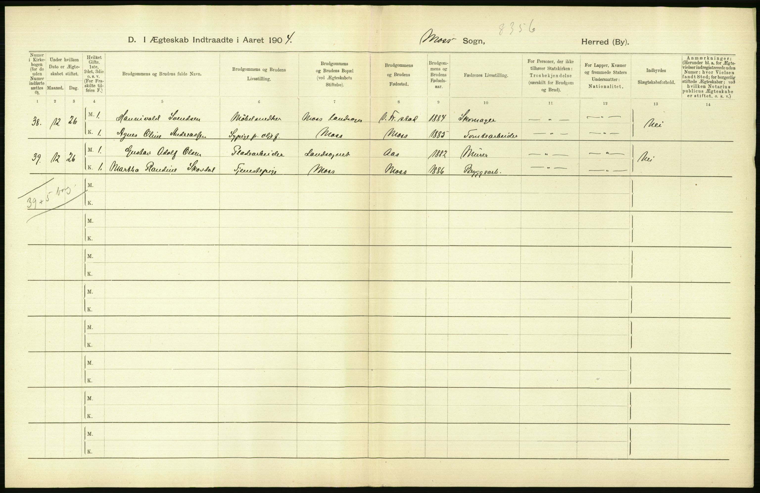 Statistisk sentralbyrå, Sosiodemografiske emner, Befolkning, AV/RA-S-2228/D/Df/Dfa/Dfab/L0001: Smålenenes amt: Fødte, gifte, døde, 1904, s. 583