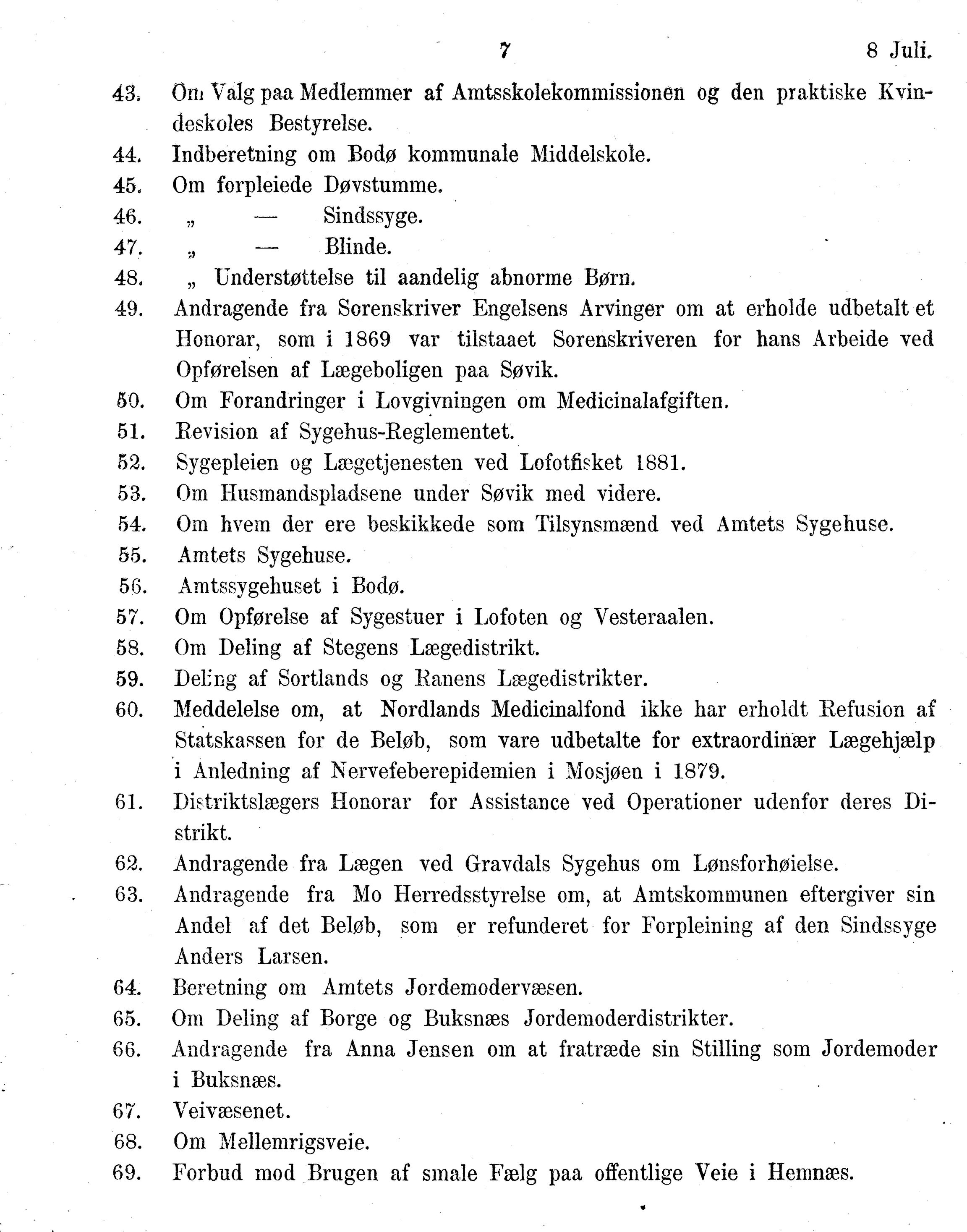 Nordland Fylkeskommune. Fylkestinget, AIN/NFK-17/176/A/Ac/L0014: Fylkestingsforhandlinger 1881-1885, 1881-1885