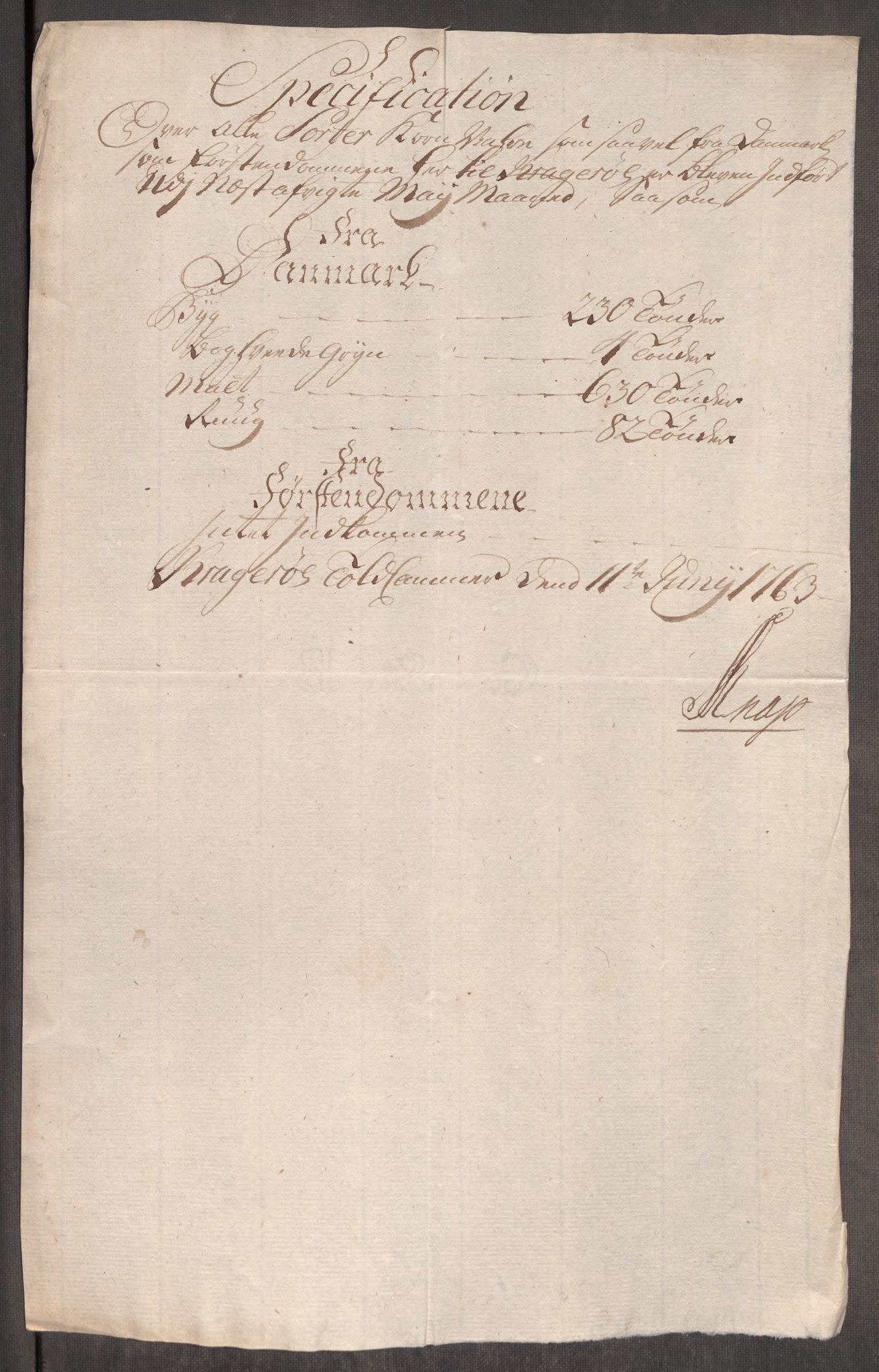 Rentekammeret inntil 1814, Realistisk ordnet avdeling, AV/RA-EA-4070/Oe/L0007: [Ø1]: Priskuranter, 1761-1763, s. 707