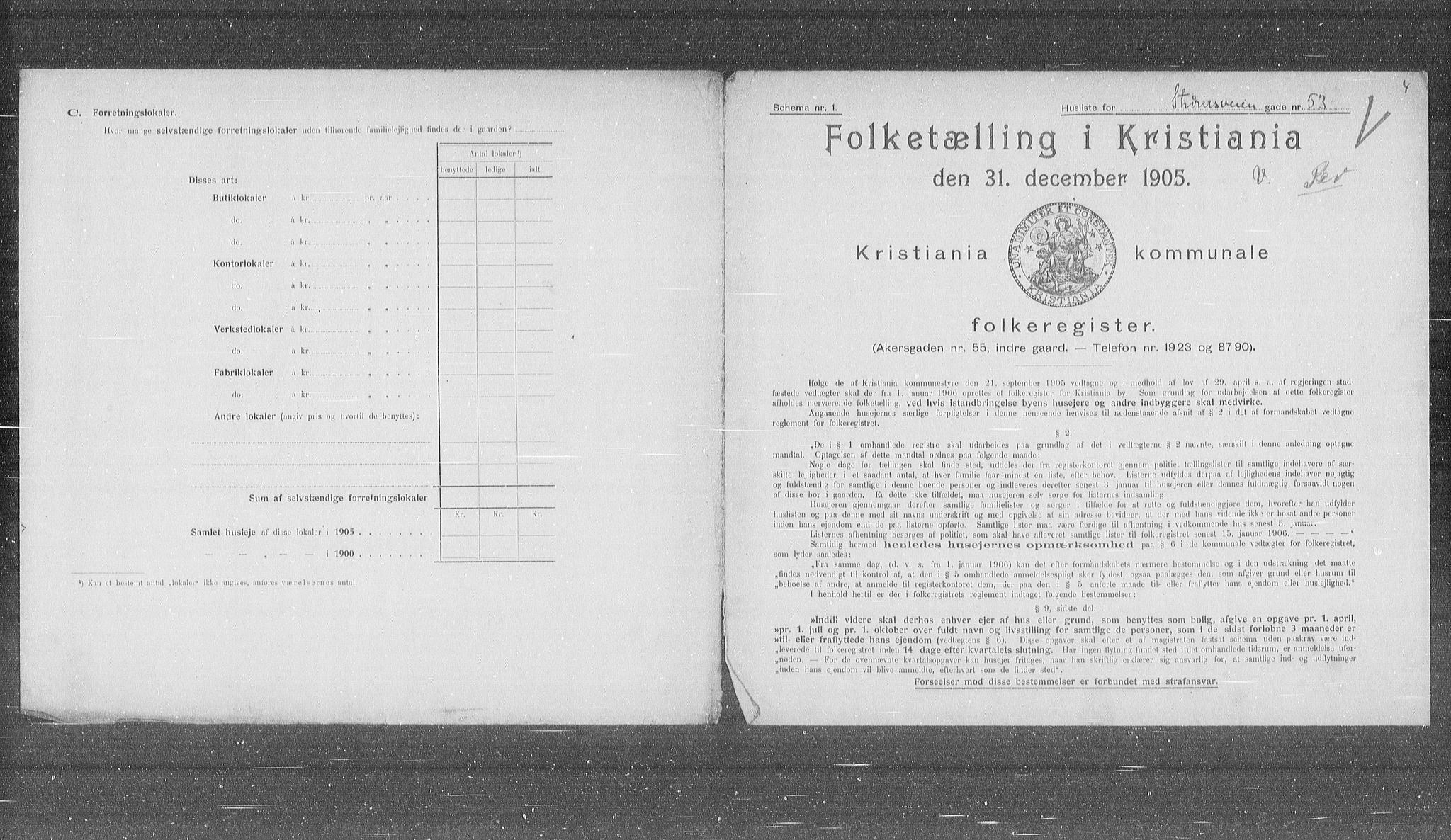 OBA, Kommunal folketelling 31.12.1905 for Kristiania kjøpstad, 1905, s. 54655