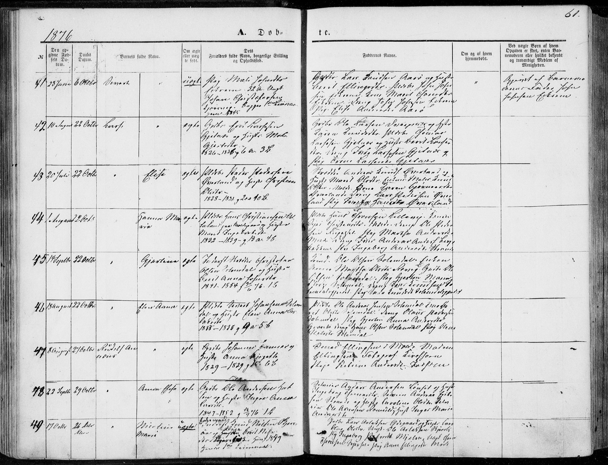 Ministerialprotokoller, klokkerbøker og fødselsregistre - Møre og Romsdal, SAT/A-1454/555/L0655: Ministerialbok nr. 555A05, 1869-1886, s. 61