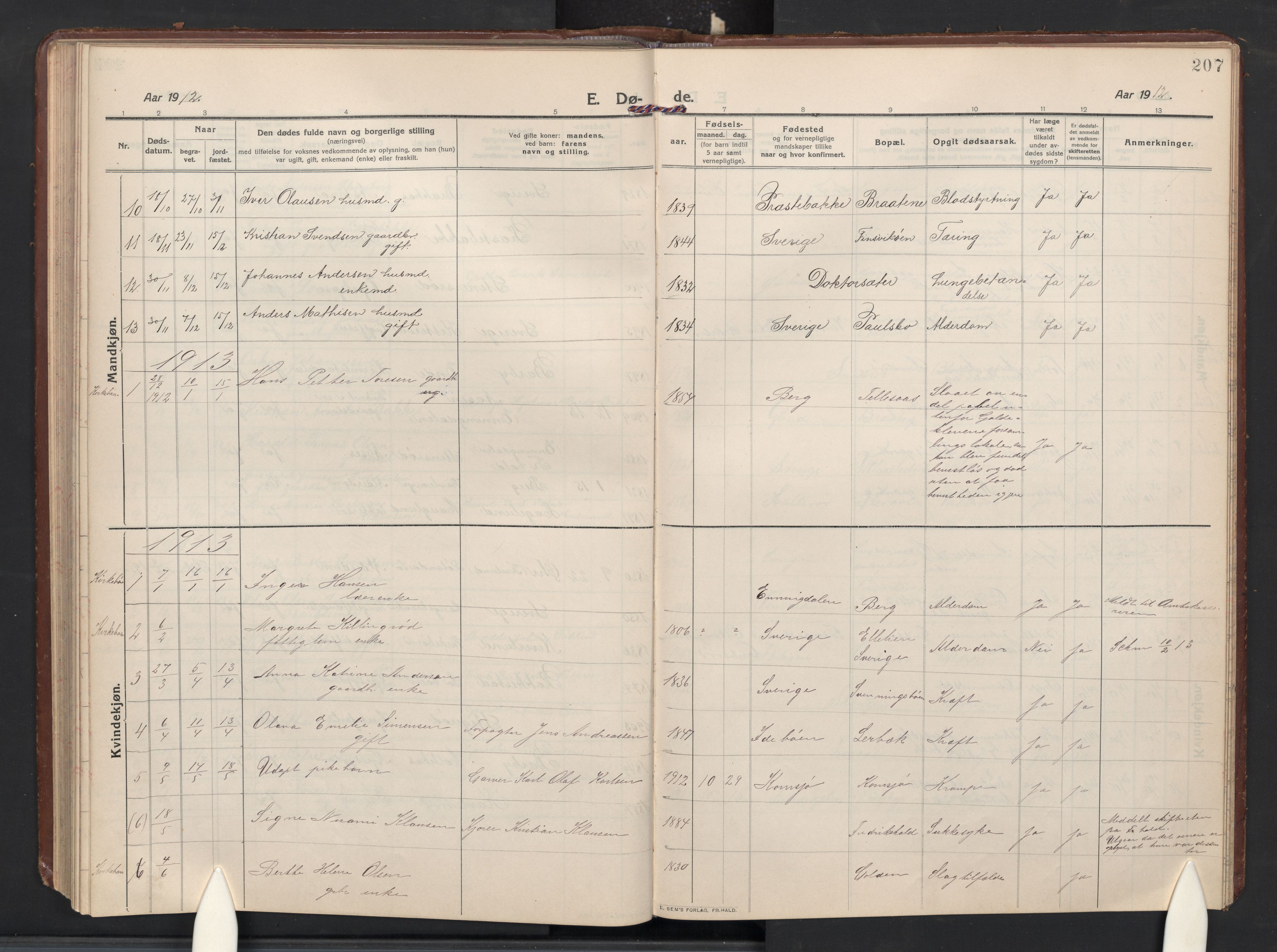 Idd prestekontor Kirkebøker, AV/SAO-A-10911/G/Gc/L0002: Klokkerbok nr. III 2, 1911-1932, s. 207