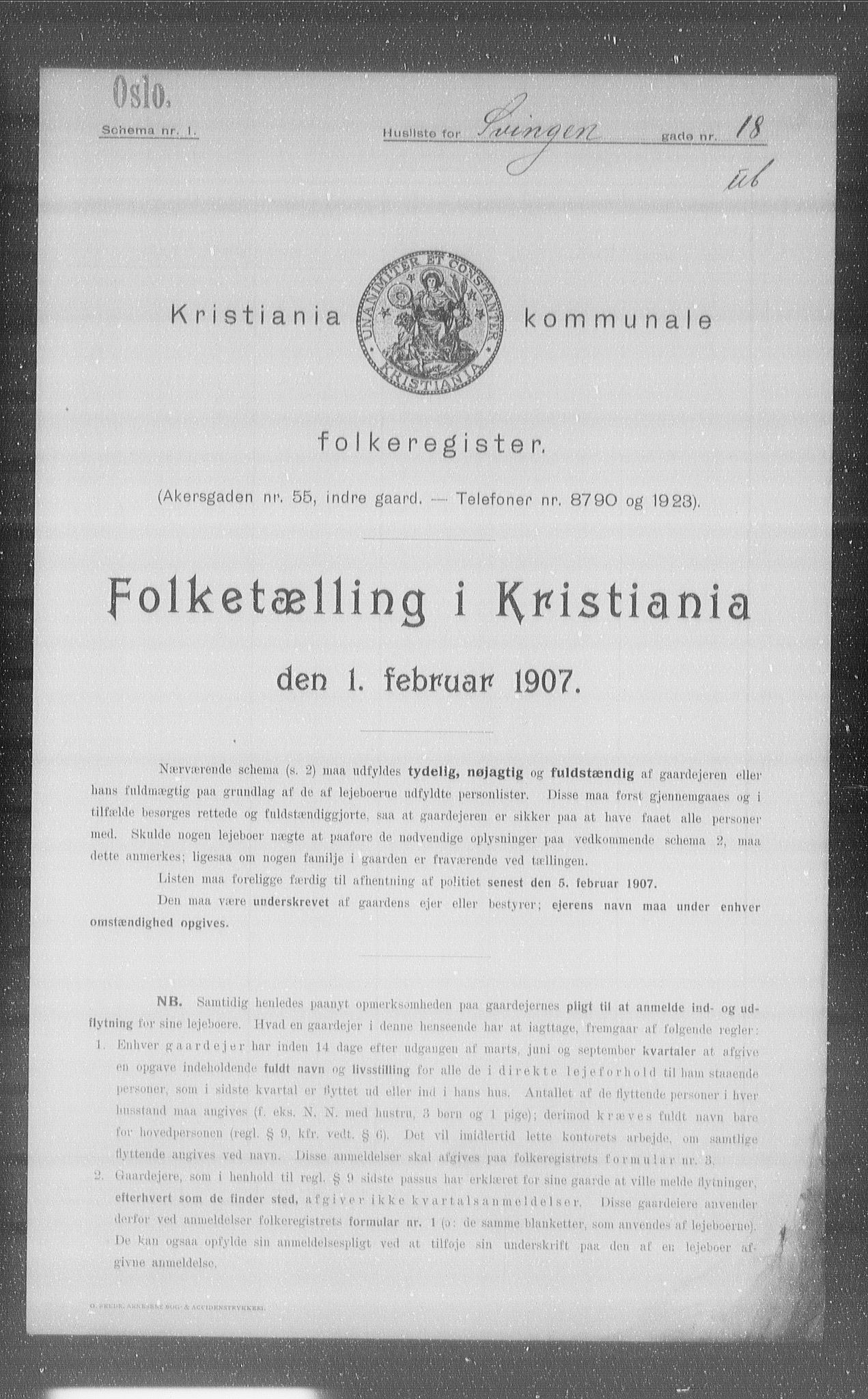 OBA, Kommunal folketelling 1.2.1907 for Kristiania kjøpstad, 1907, s. 54017