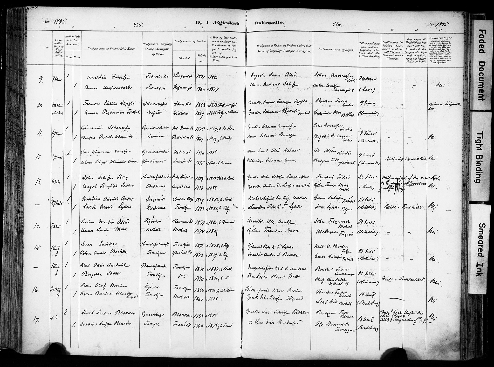Ministerialprotokoller, klokkerbøker og fødselsregistre - Sør-Trøndelag, SAT/A-1456/606/L0301: Ministerialbok nr. 606A16, 1894-1907, s. 425-426