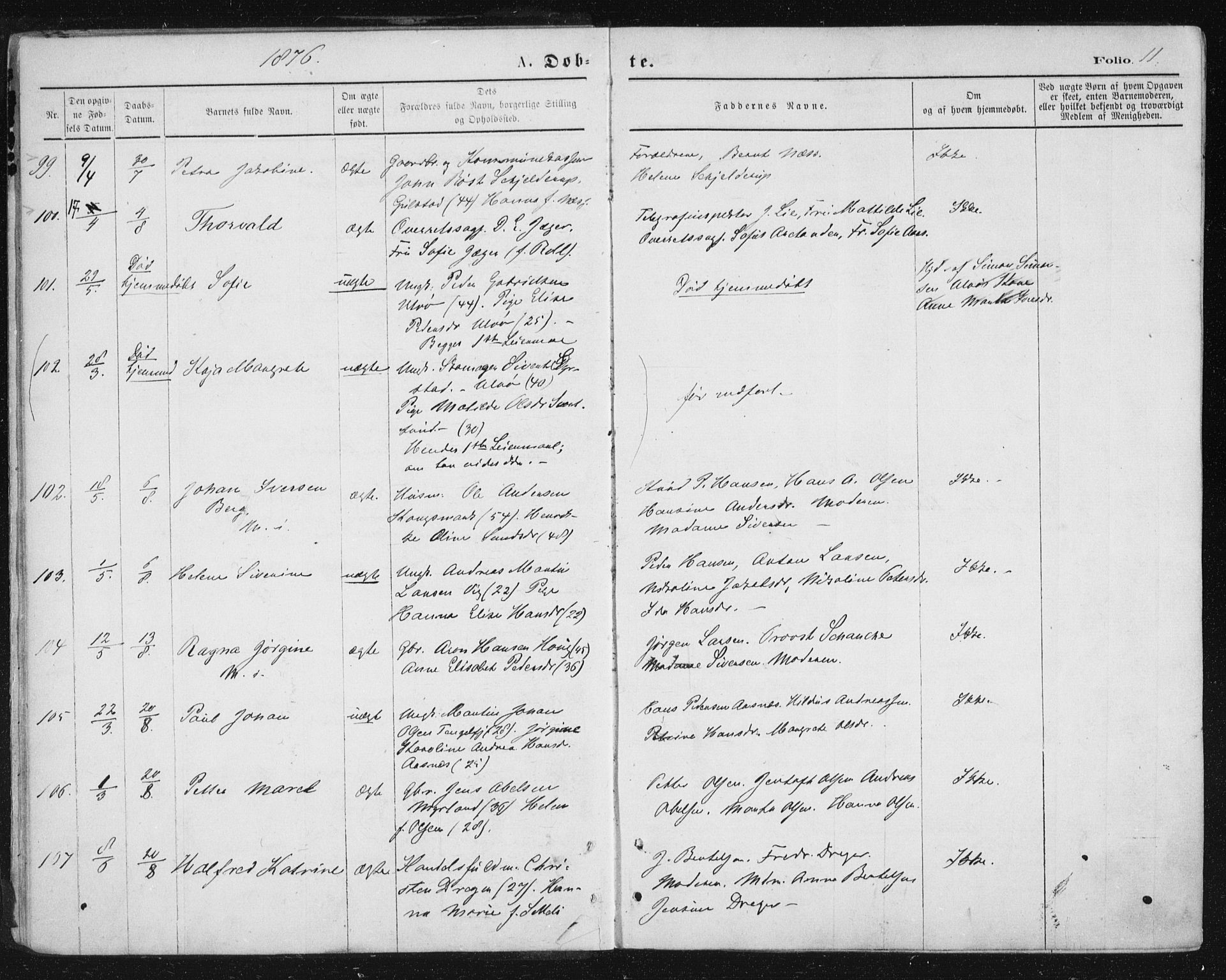 Ministerialprotokoller, klokkerbøker og fødselsregistre - Nordland, AV/SAT-A-1459/888/L1243: Ministerialbok nr. 888A09, 1876-1879, s. 11