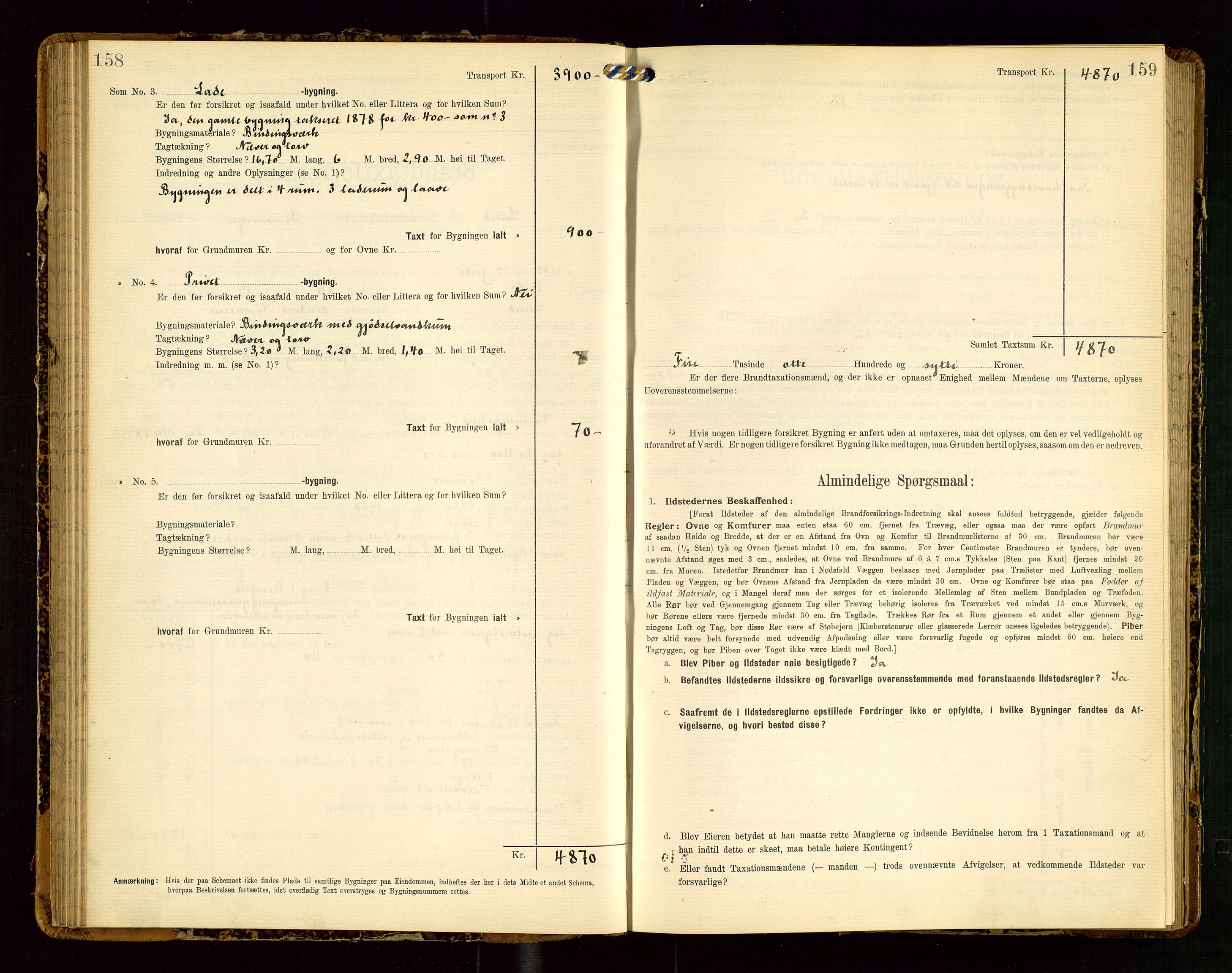 Lund lensmannskontor, AV/SAST-A-100303/Gob/L0002: "Brandtakstprotokol", 1908-1918, s. 158-159