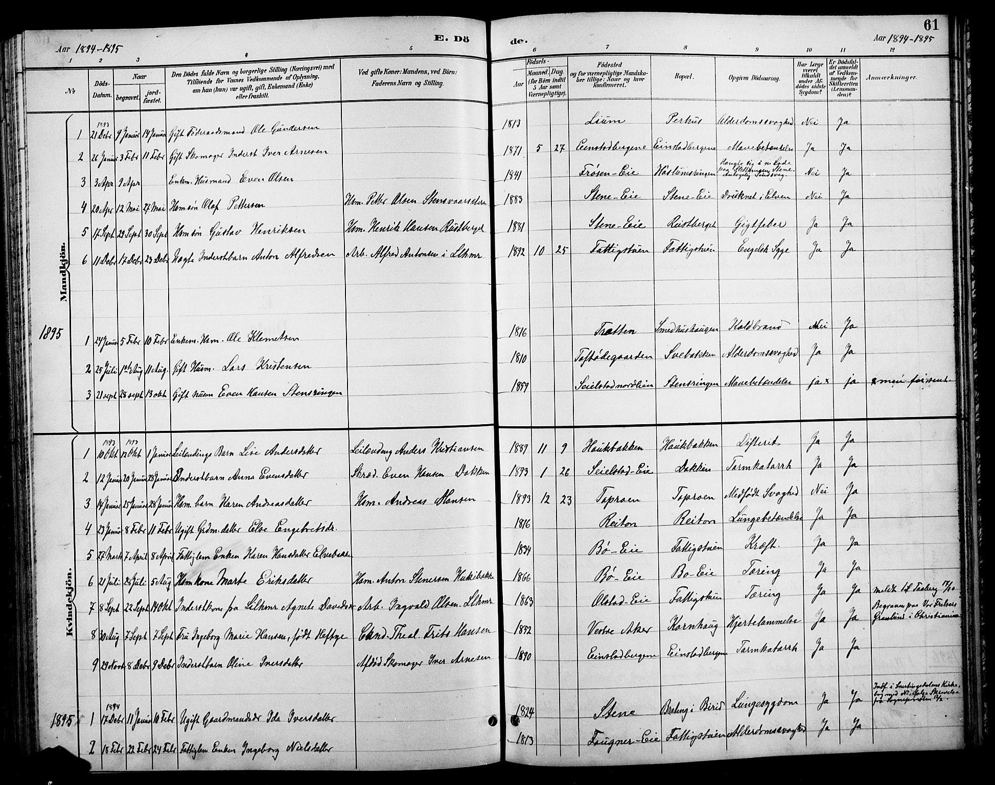 Østre Gausdal prestekontor, AV/SAH-PREST-092/H/Ha/Hab/L0003: Klokkerbok nr. 3, 1894-1915, s. 61