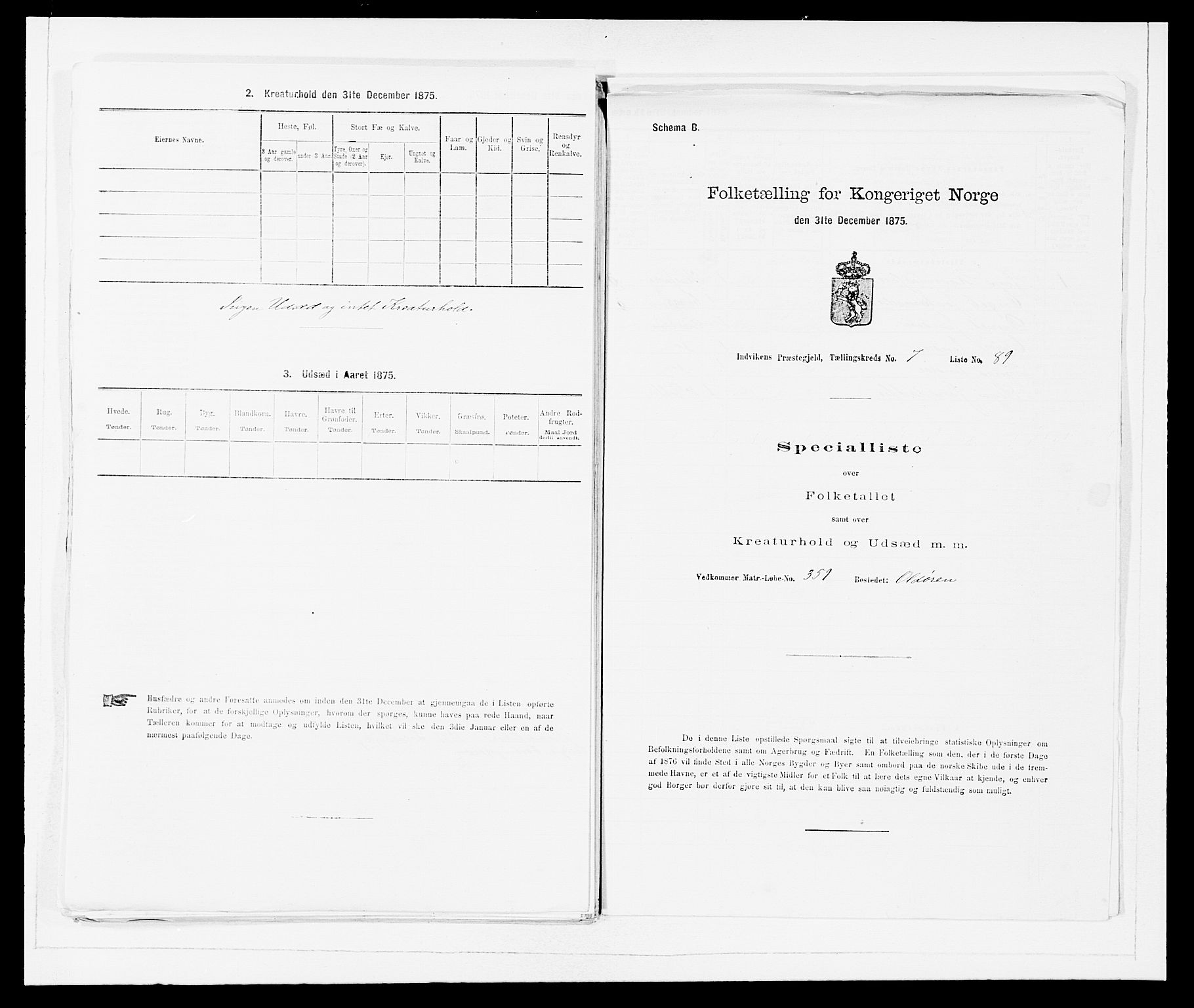 SAB, Folketelling 1875 for 1447P Innvik prestegjeld, 1875, s. 889