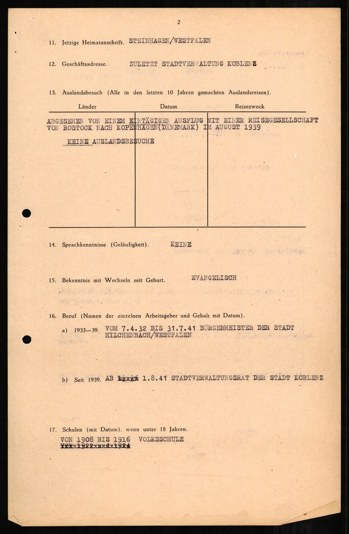 Forsvaret, Forsvarets overkommando II, AV/RA-RAFA-3915/D/Db/L0001: CI Questionaires. Tyske okkupasjonsstyrker i Norge. Tyskere., 1945-1946, s. 44