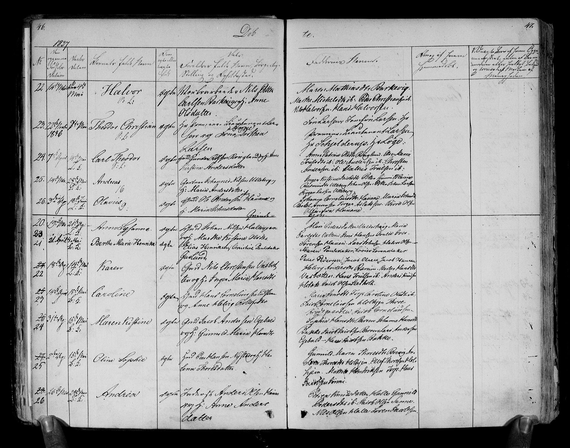 Brunlanes kirkebøker, AV/SAKO-A-342/F/Fa/L0003: Ministerialbok nr. I 3, 1834-1845, s. 46-47